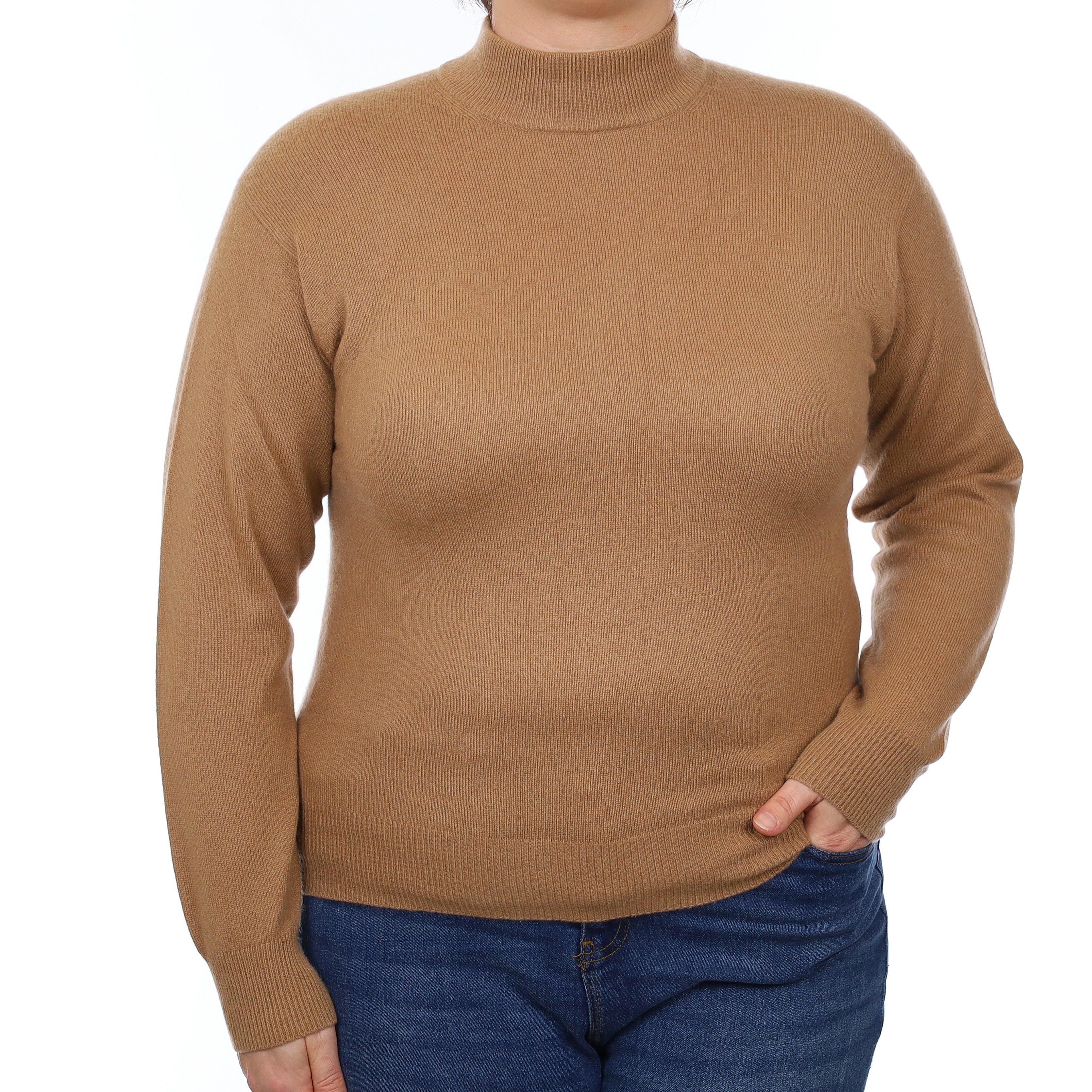 Toffee Brown Cashmere Turtle Neck Jumper Large