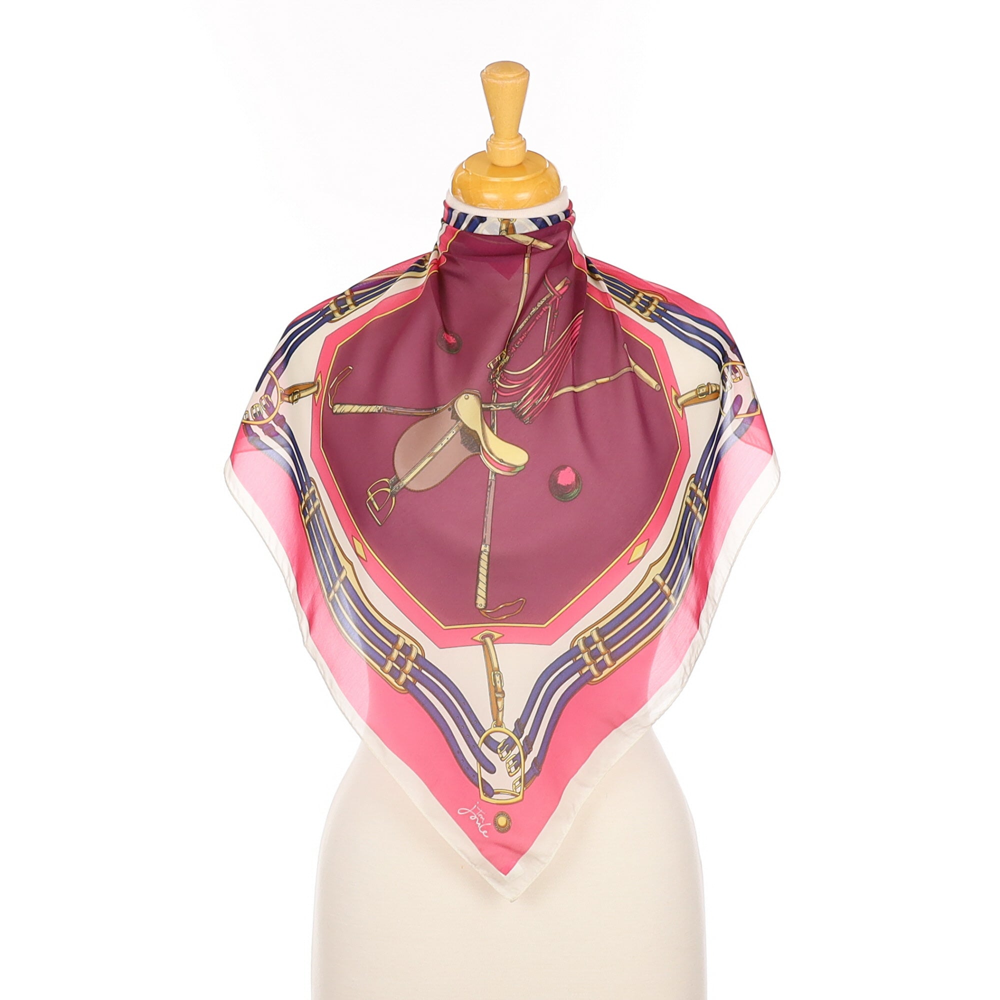 Tom Joule Pink Equestrian Silk Scarf