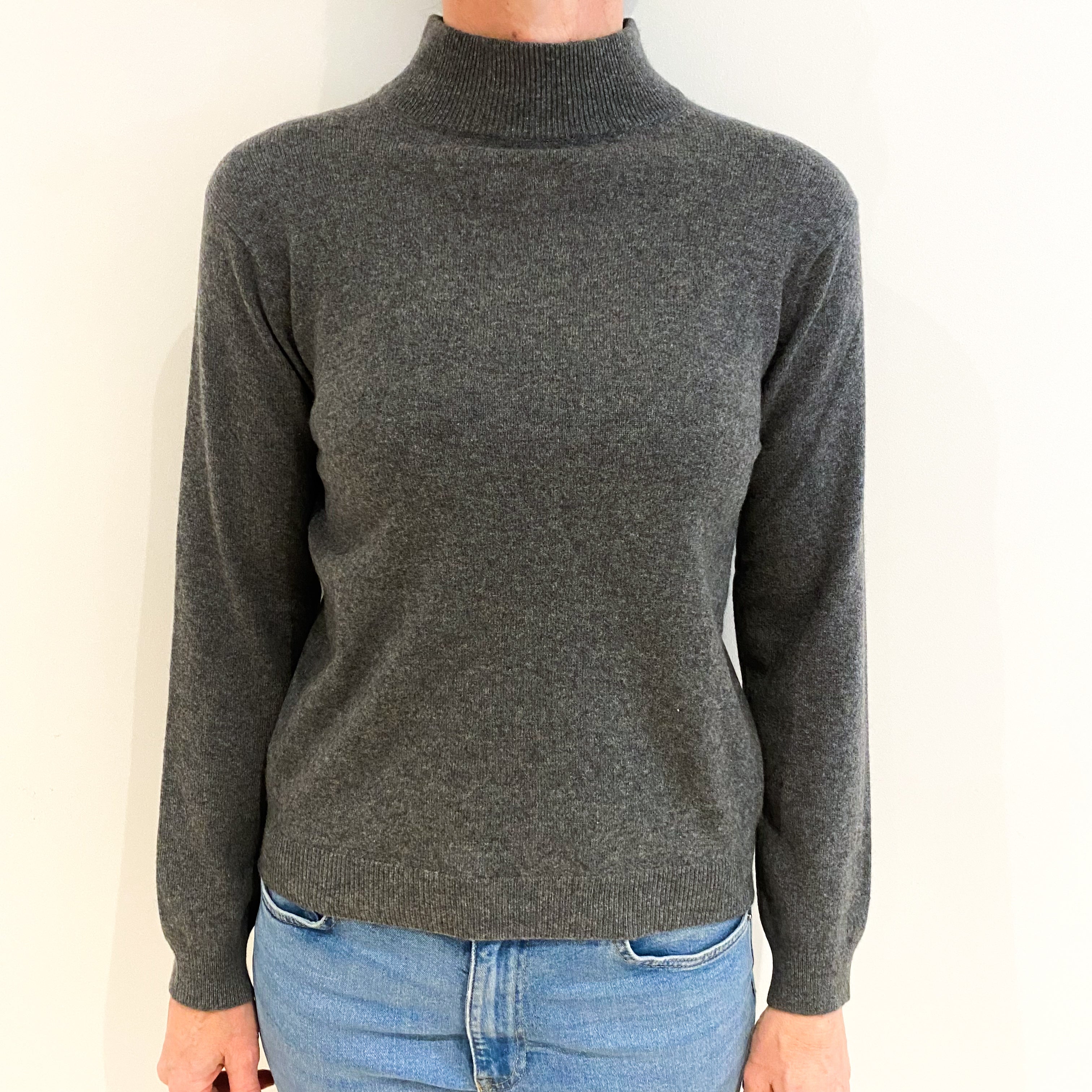 Slate Grey Cashmere Turtle Neck Jumper Small