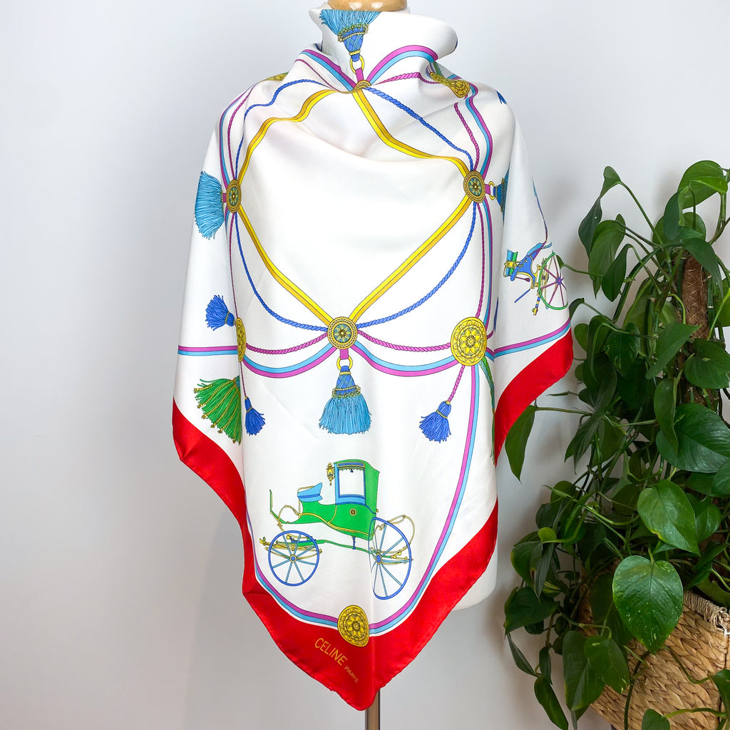 Celine Paris Brightly Coloured Designer Silk Scarf