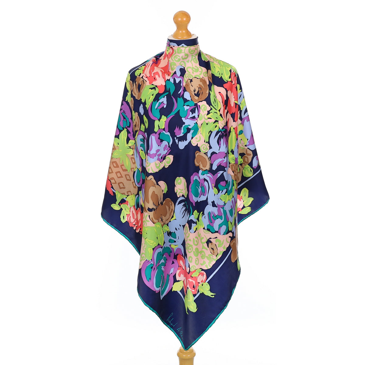 Richard Allan Modern Colourful Floral Silk Scarf