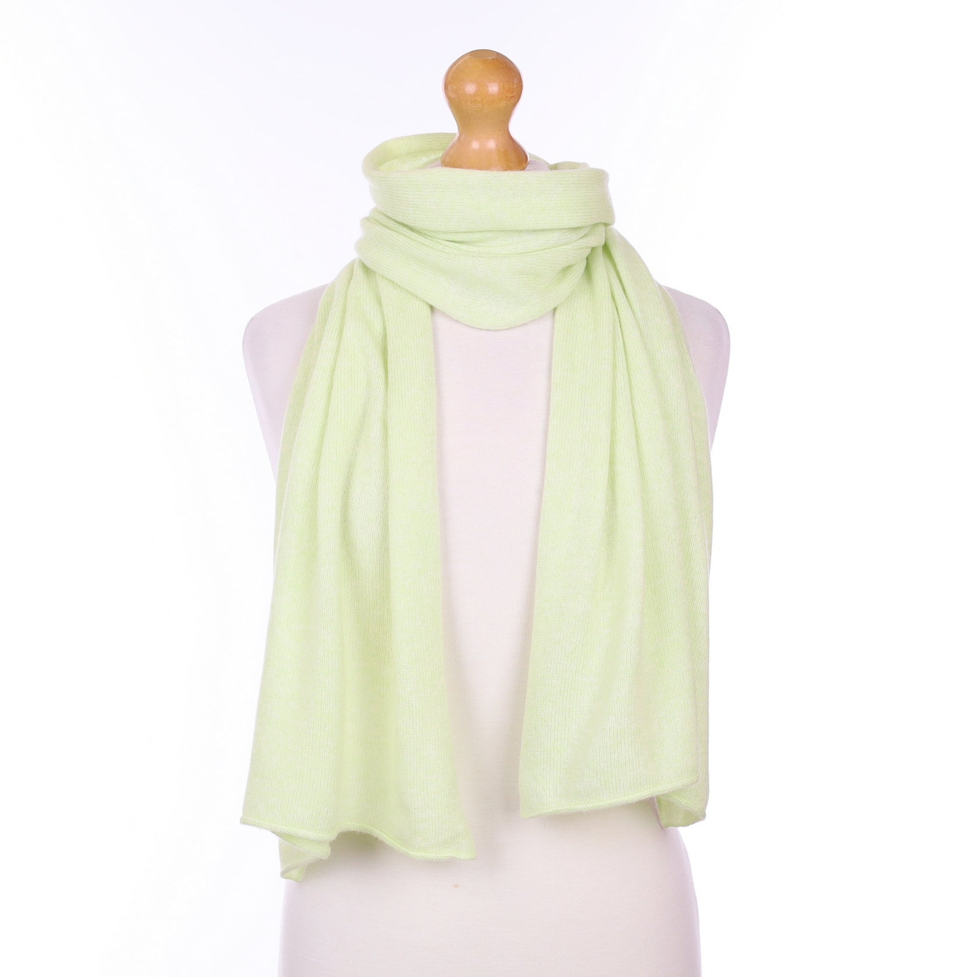 Brand New Scottish Pale Green Cashmere Knitted Scarf