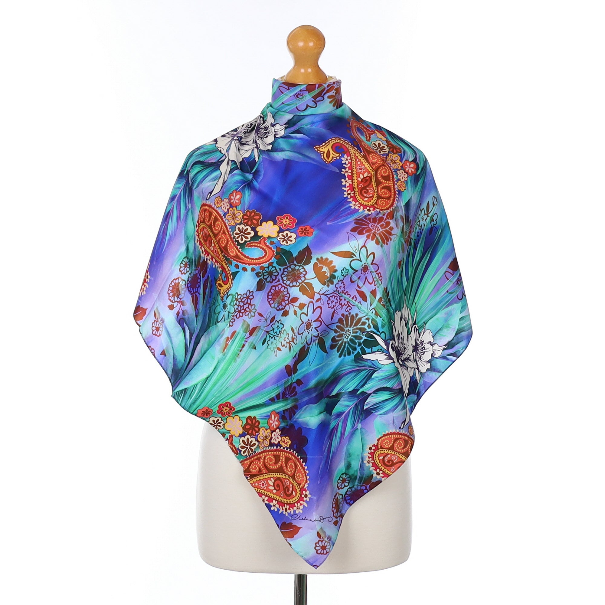 Clelia & Romy Colourful Paisley Silk Scarf