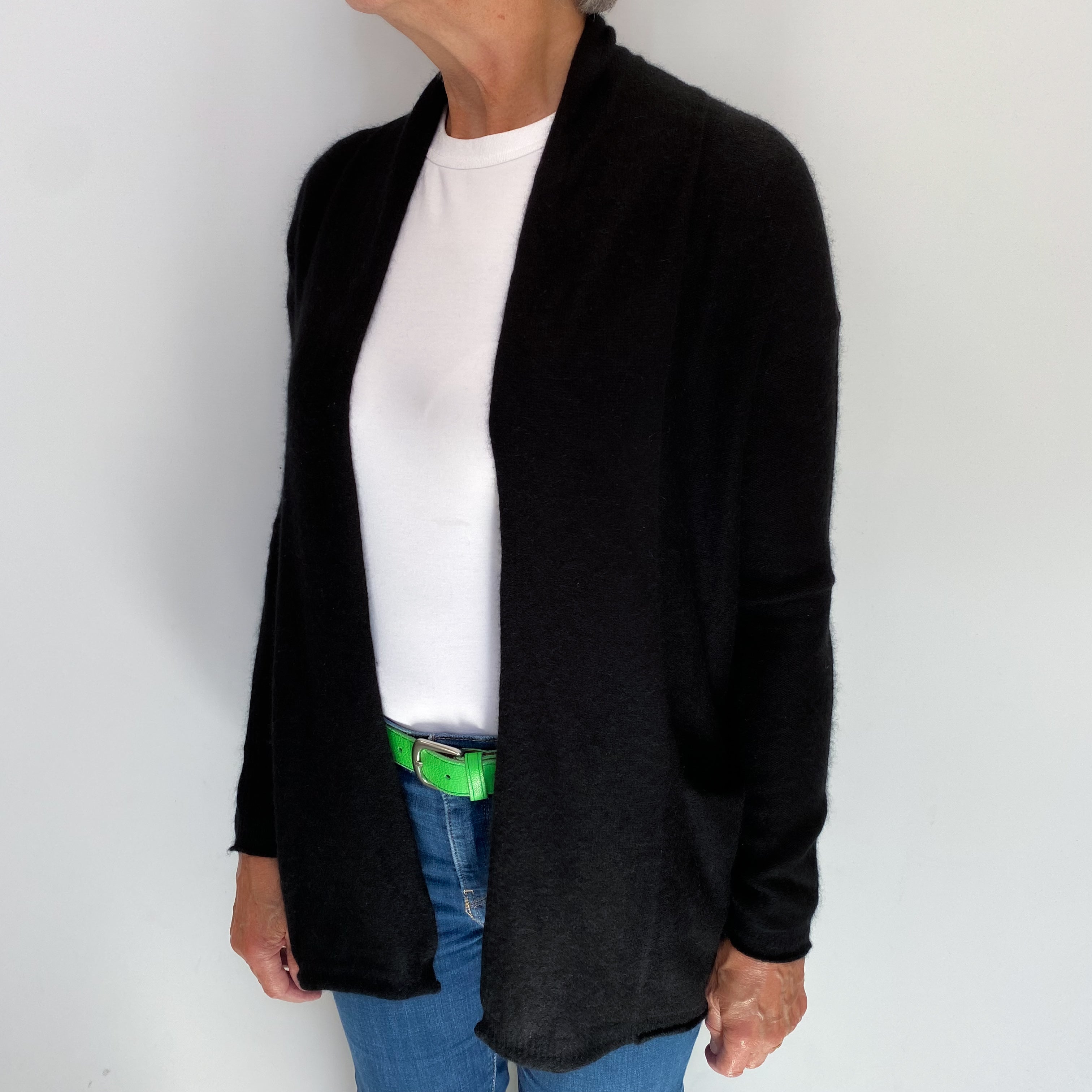 Black Cashmere Edge To Edge Cardigan Medium