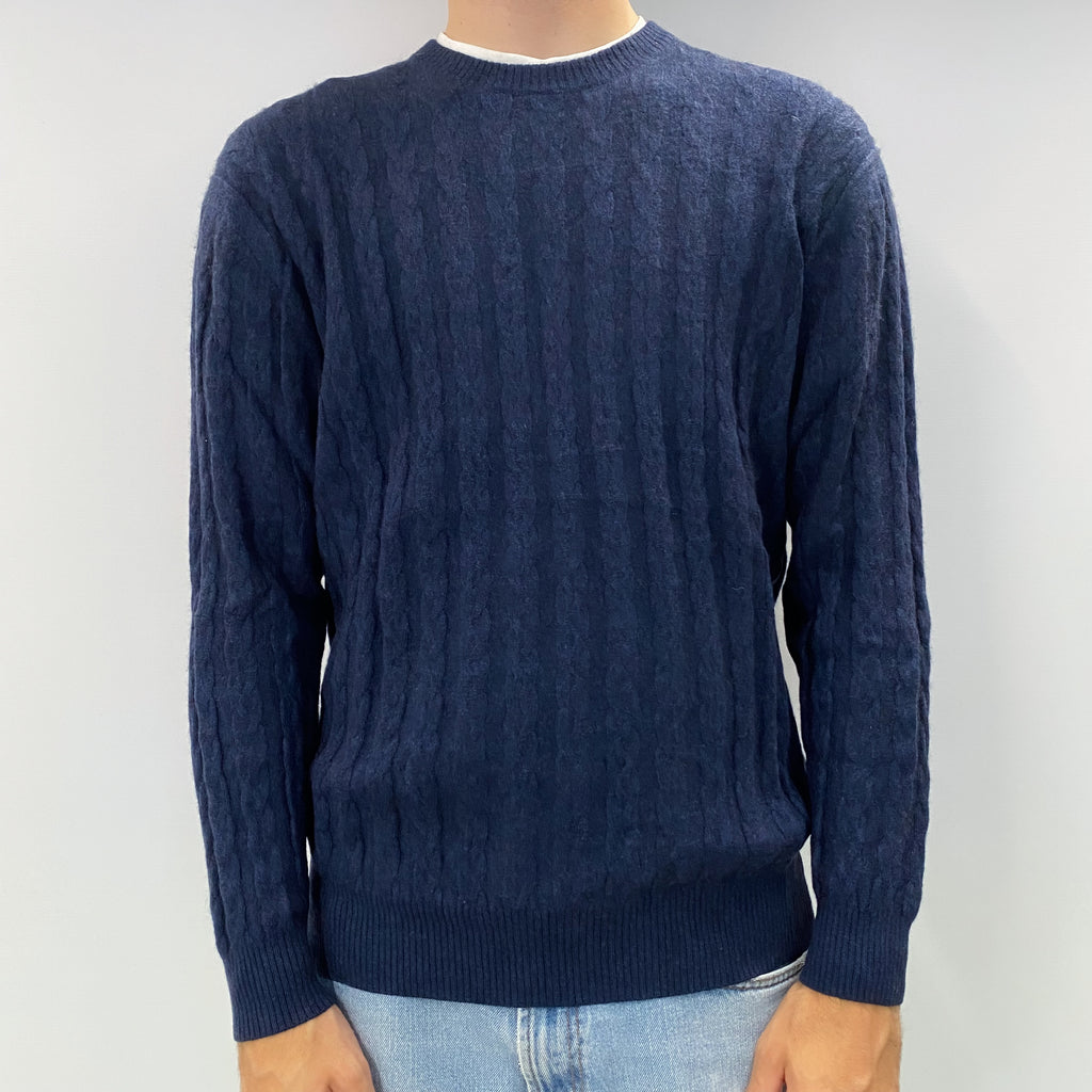 Men's Midnight Blue Cashmere Crew Neck Jumper Large