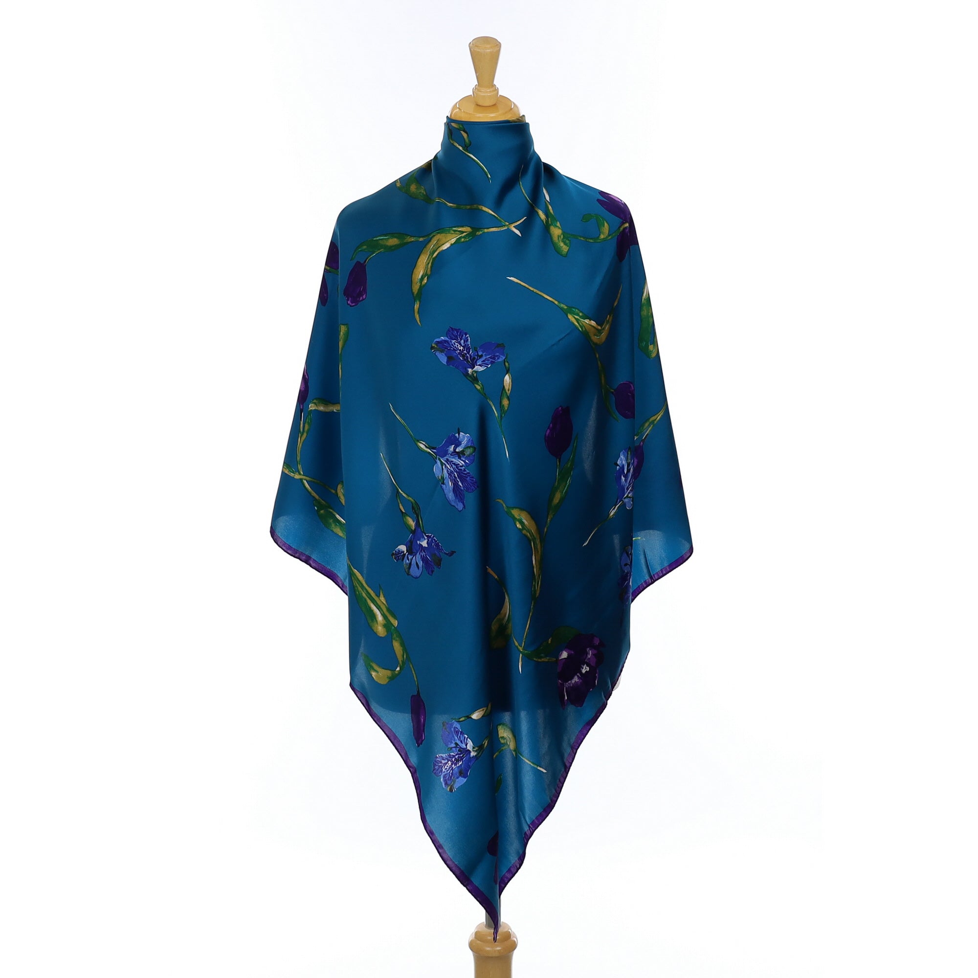 Laura Ashley Teal Floral Silk Scarf