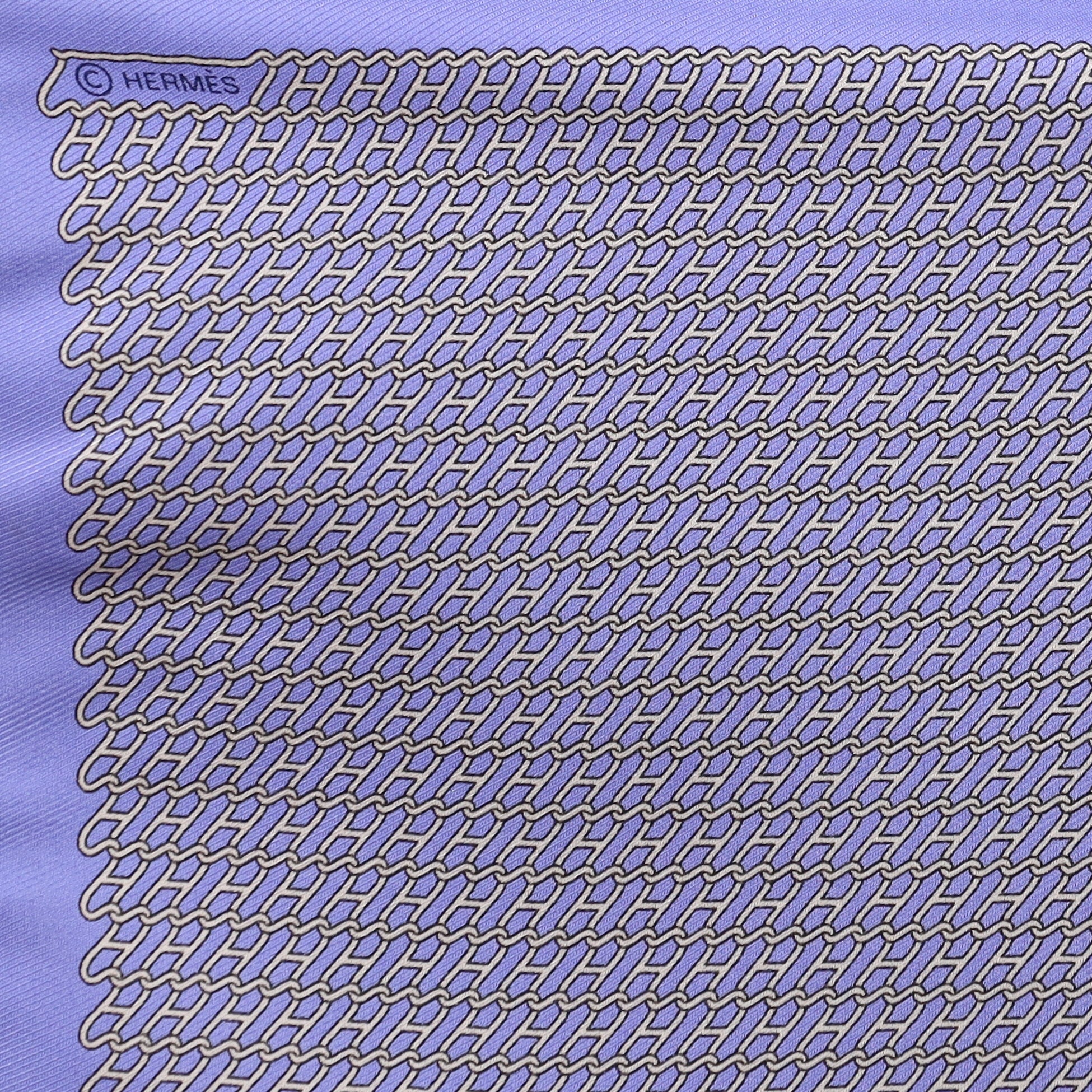 Hermès Light Blue Anchor Chain 42 Silk Scarf