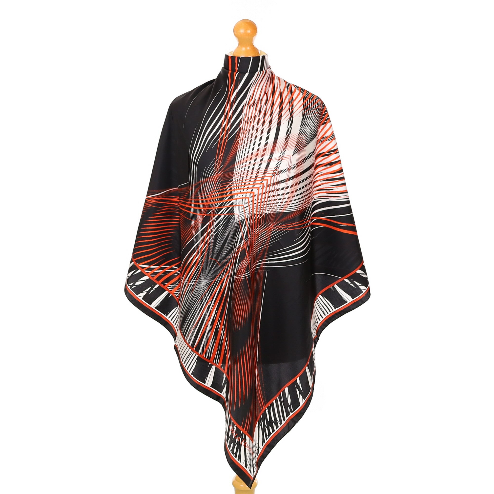 Orla Ermanno Black Abstract Patterned Silk Scarf