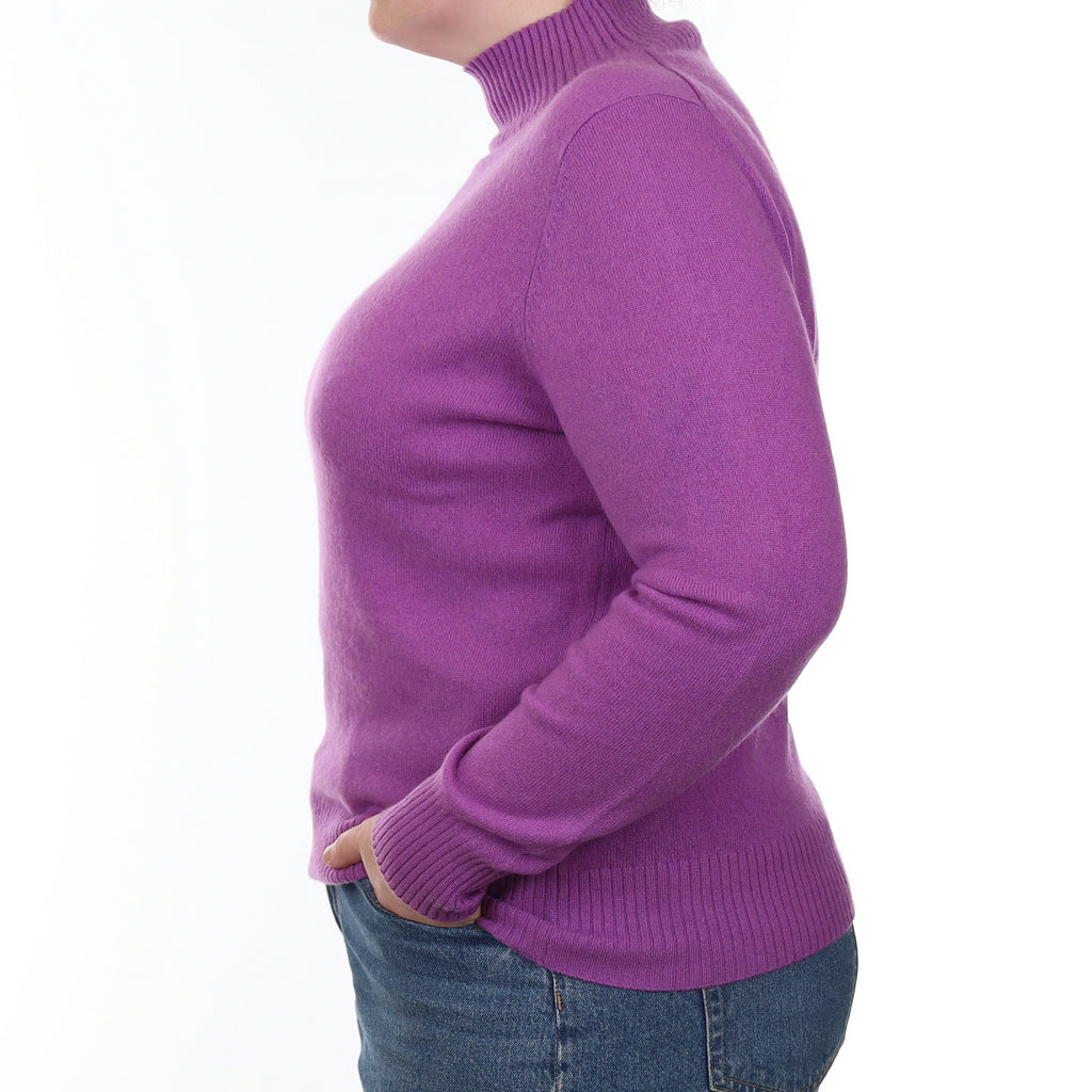 Violet Purple Cashmere Turtle Neck Jumper Large
