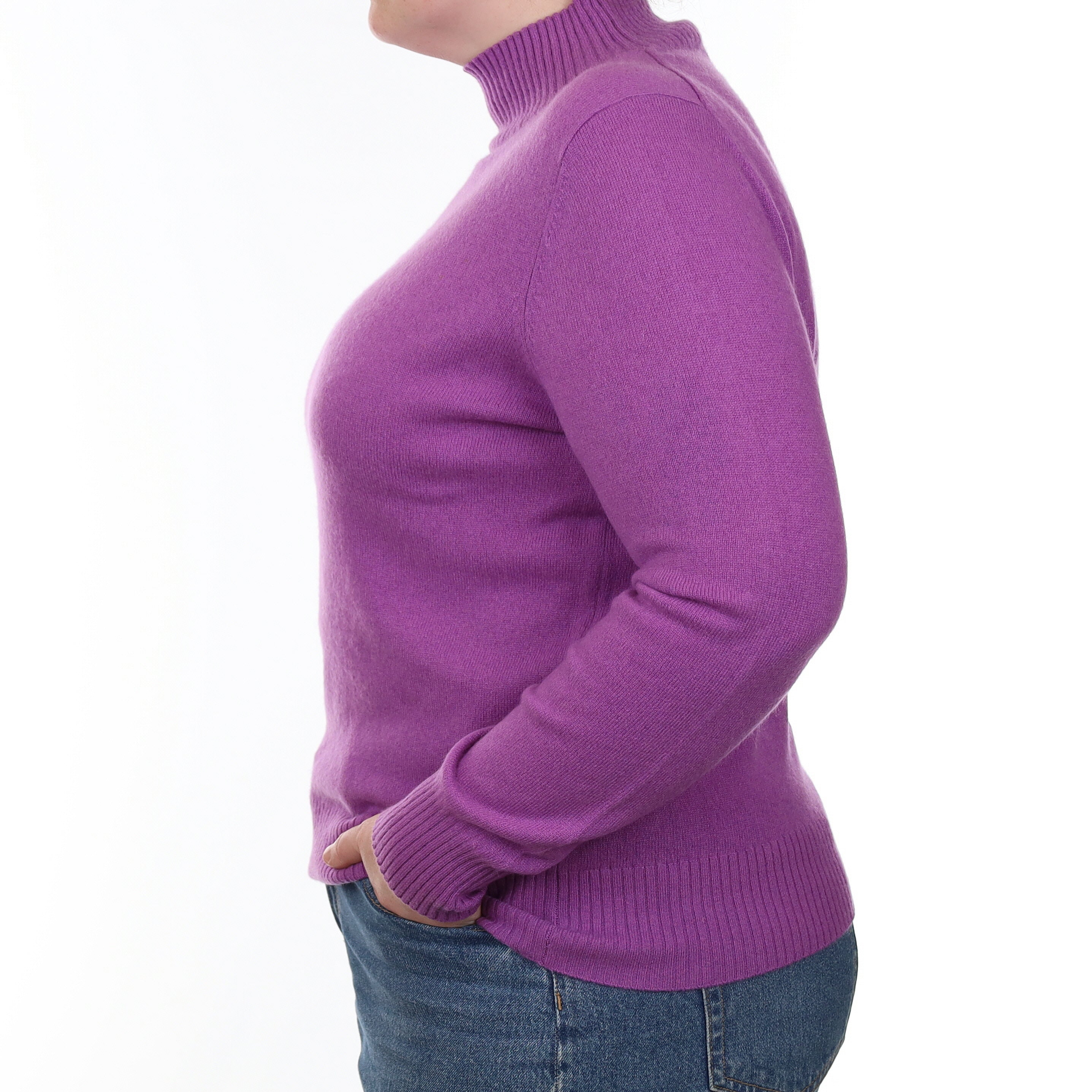 Violet Purple Cashmere Turtle Neck Jumper Large
