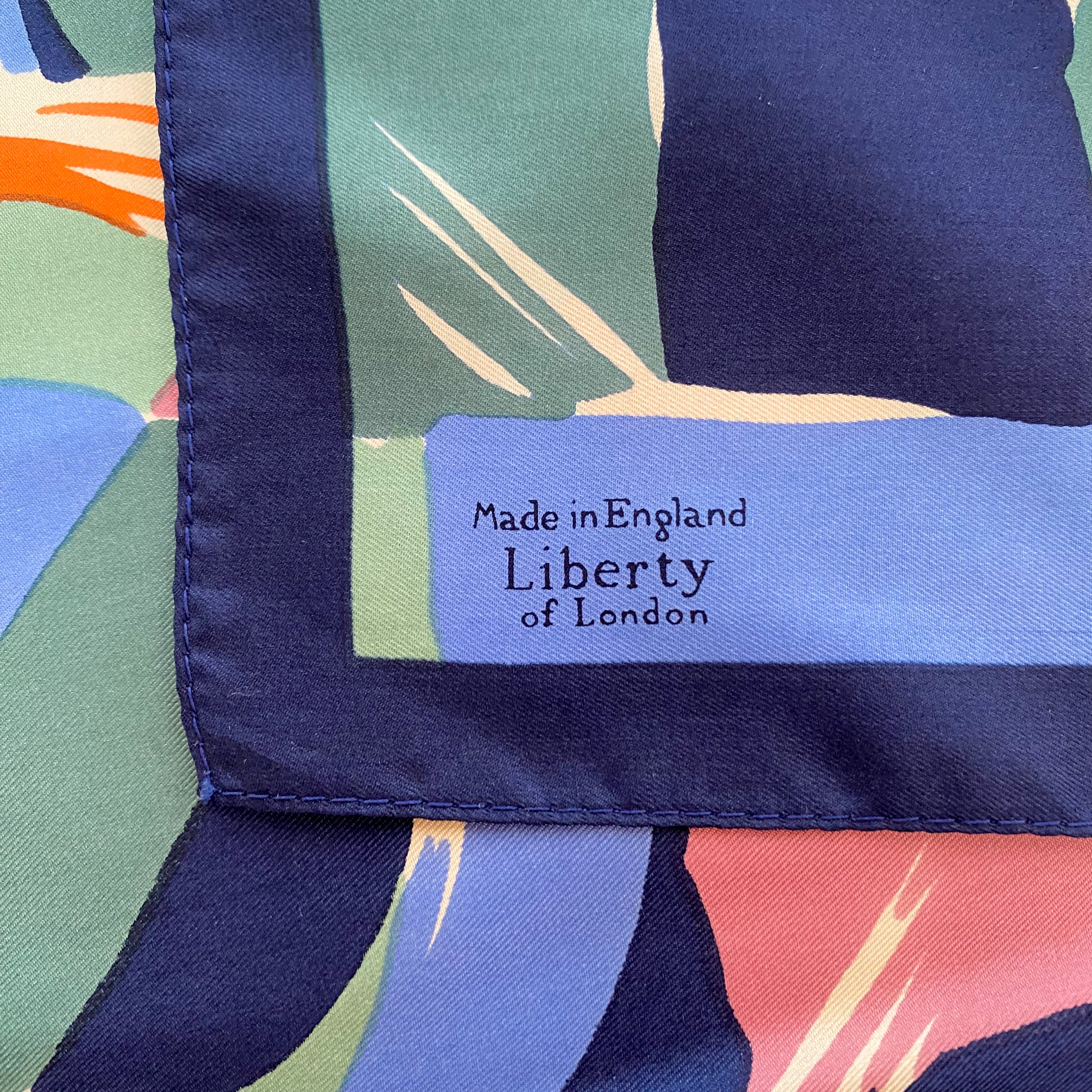 Liberty Abstract Blues Vintage Silk Scarf