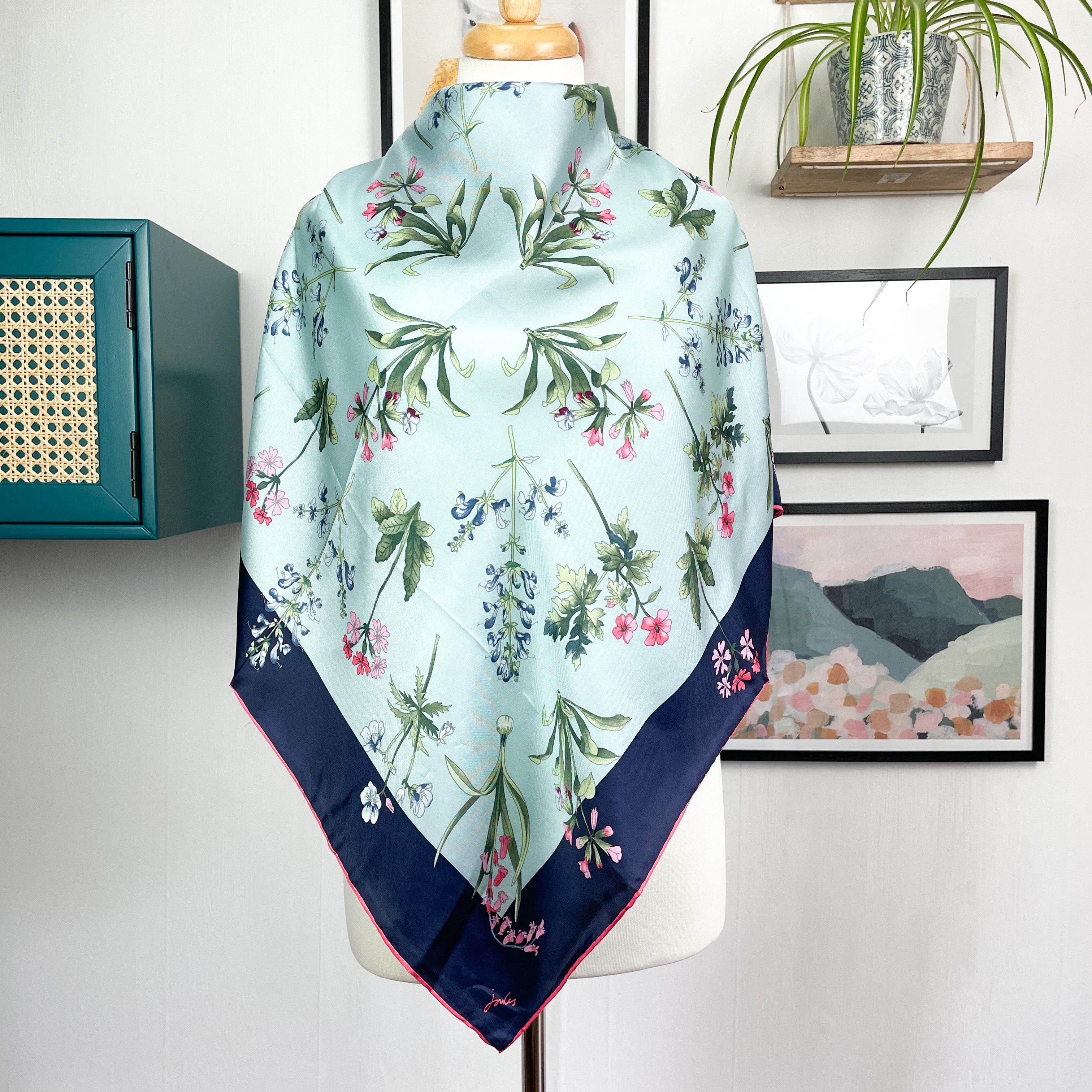 New Joules Floral Design Silk Scarf