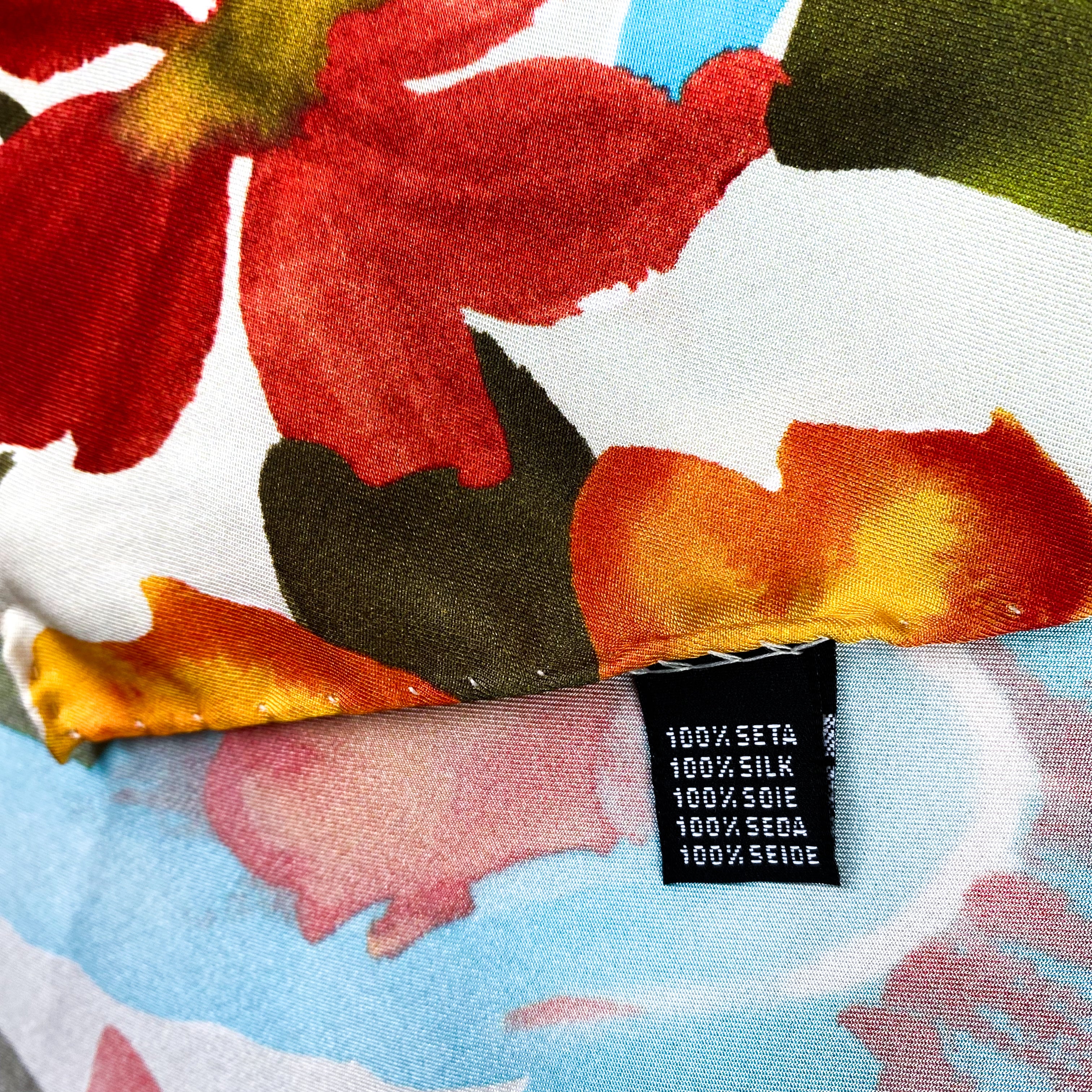 Autumnal Floral Italian Silk Scarf