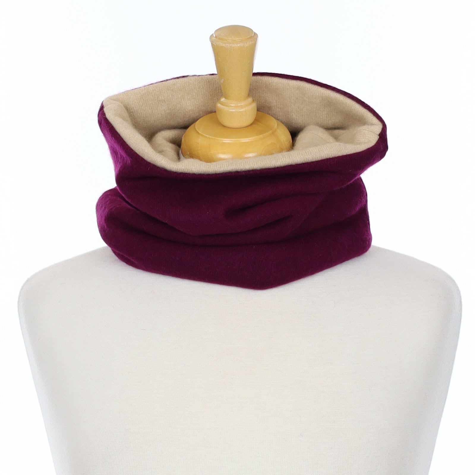 Aubergine Purple and Beige Luxury Double Layered Snood