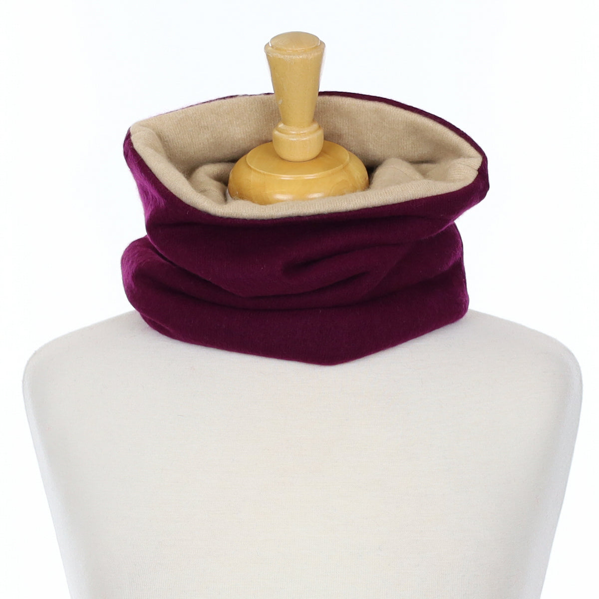 Aubergine Purple and Beige Luxury Double Layered Snood