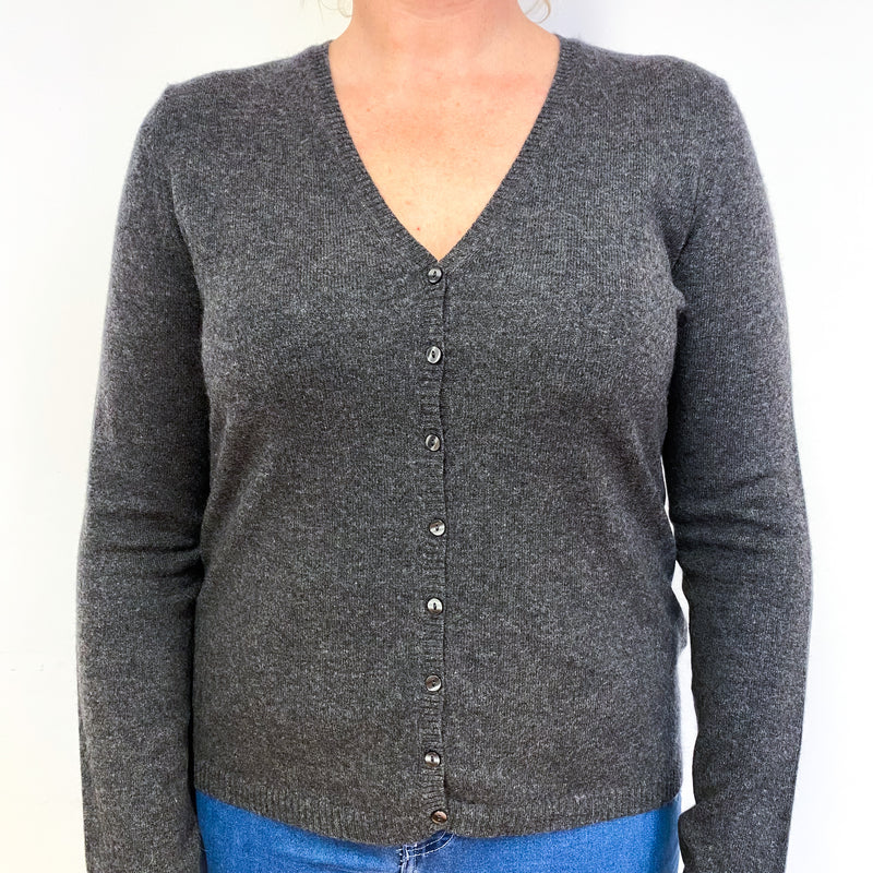 Slate Grey Cashmere V-Neck Cardigan Large