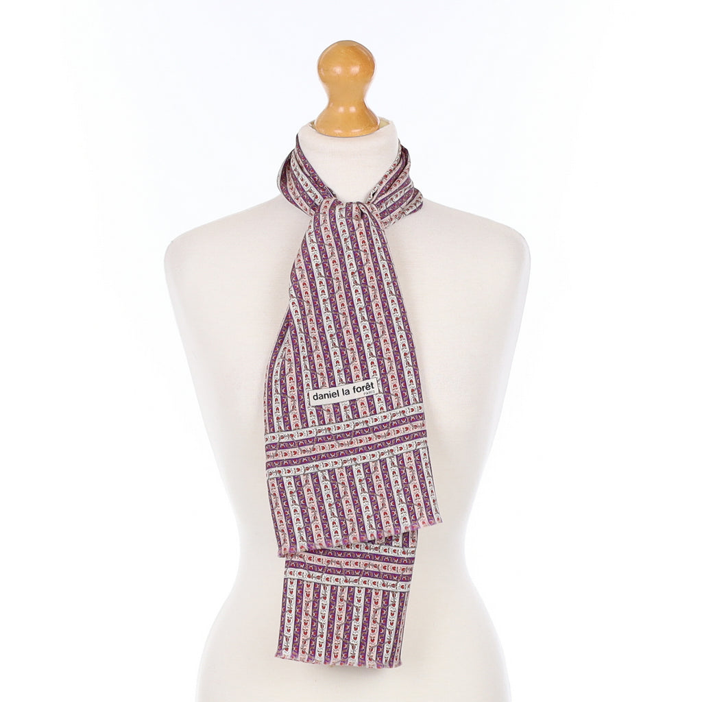 Daniel La Forêt Vintage Stripe Patterned Silk Scarf