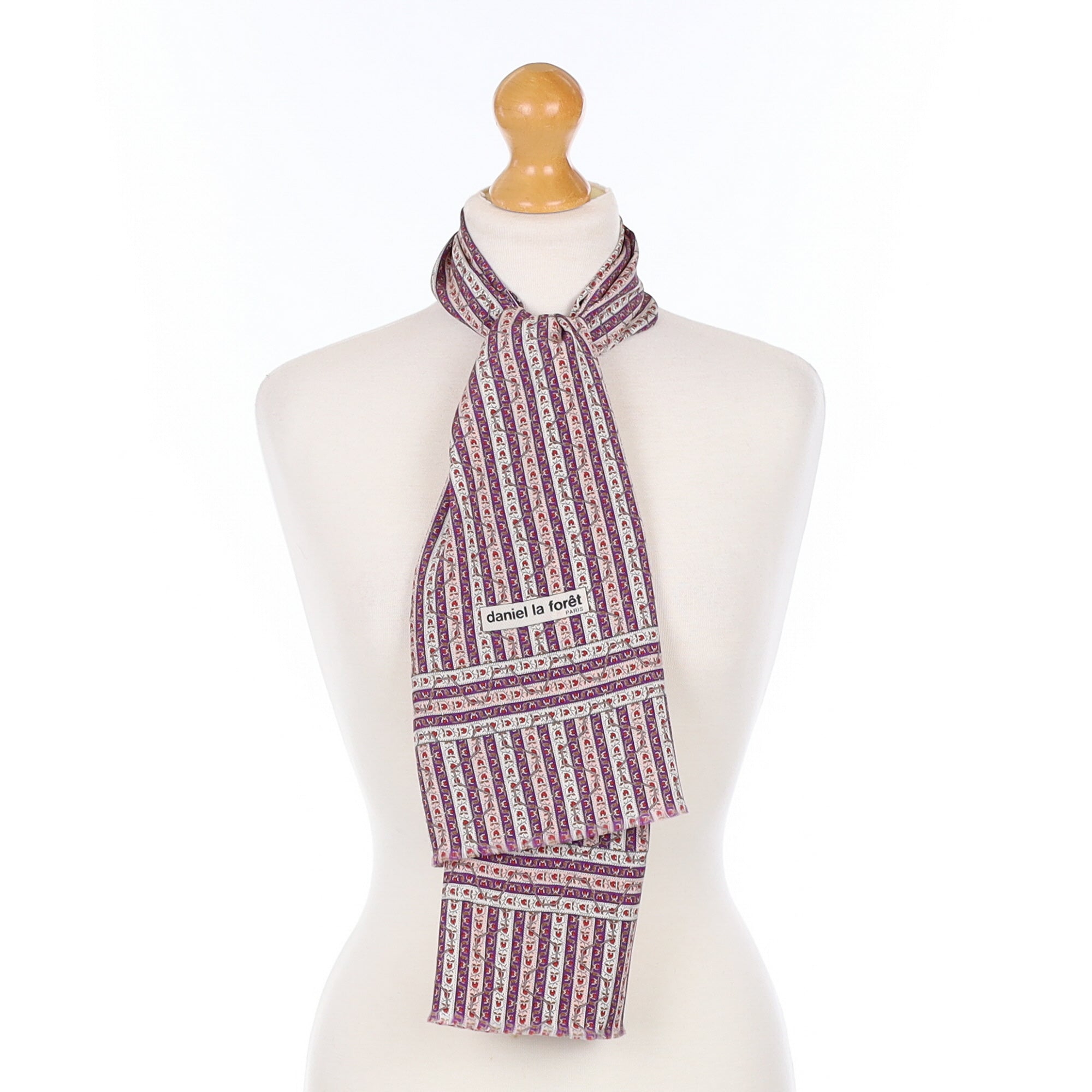 Daniel La Forêt Vintage Stripe Patterned Silk Scarf