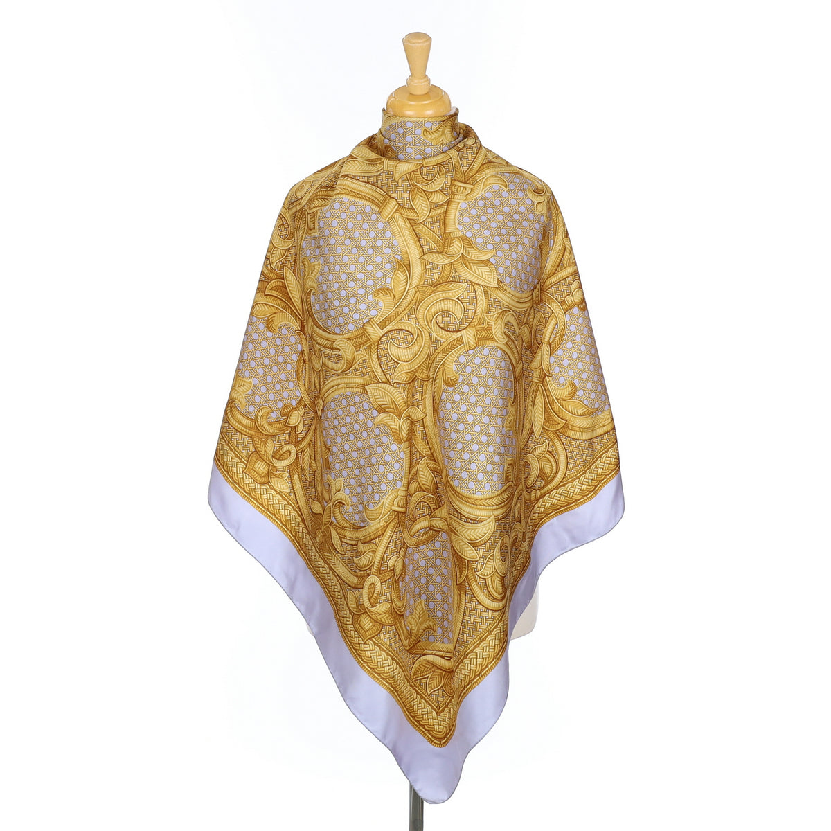 Grey and Gold Baroque Silk Scarf