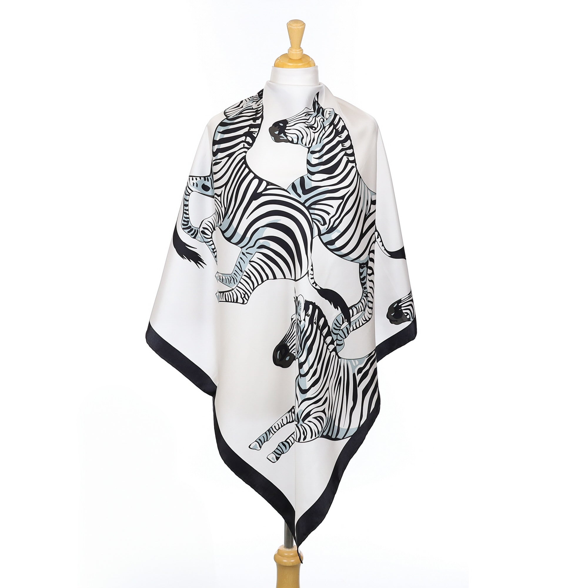 Brand New Black and White Zebra Silk Scarf