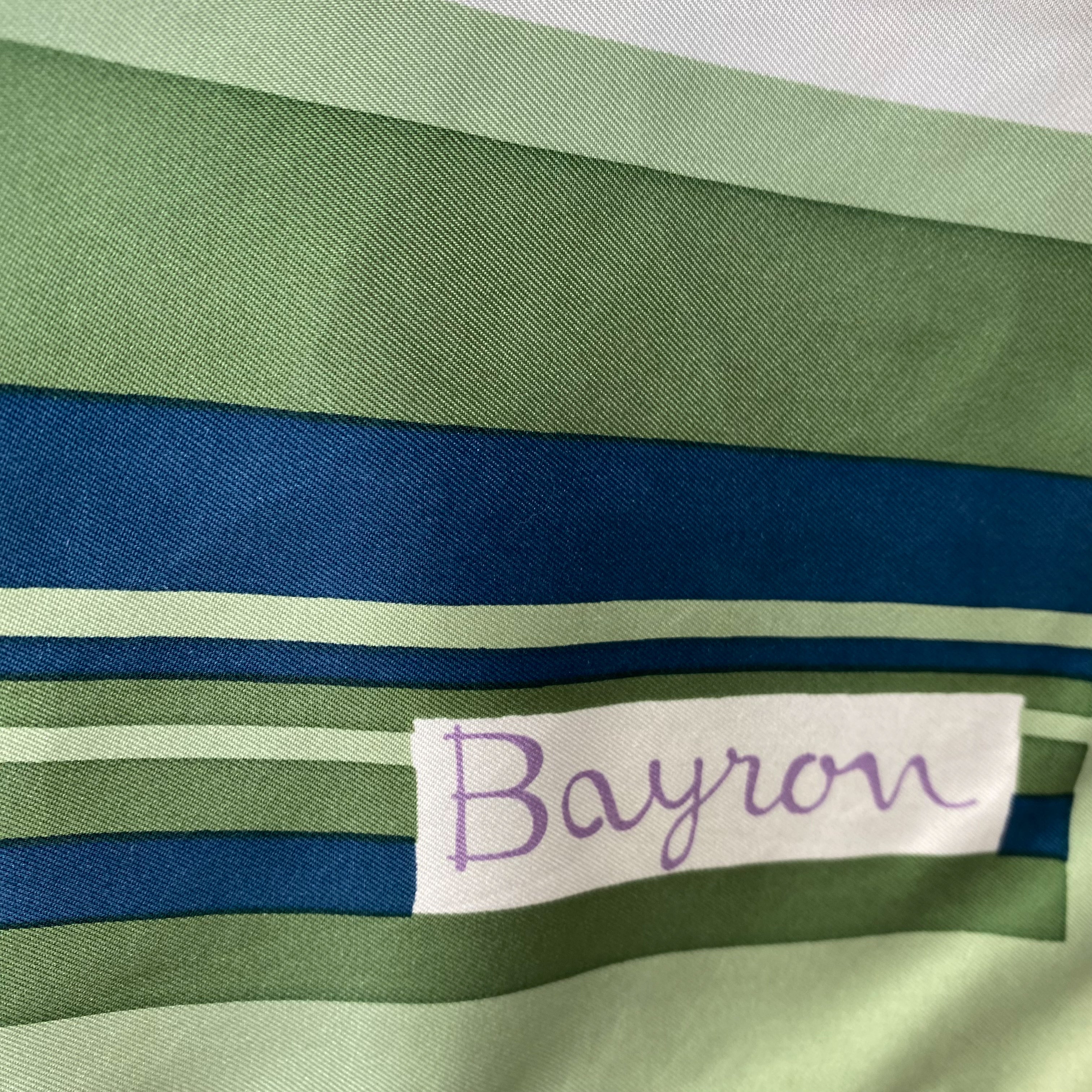 Bayron Green Striped Vintage Silk Scarf
