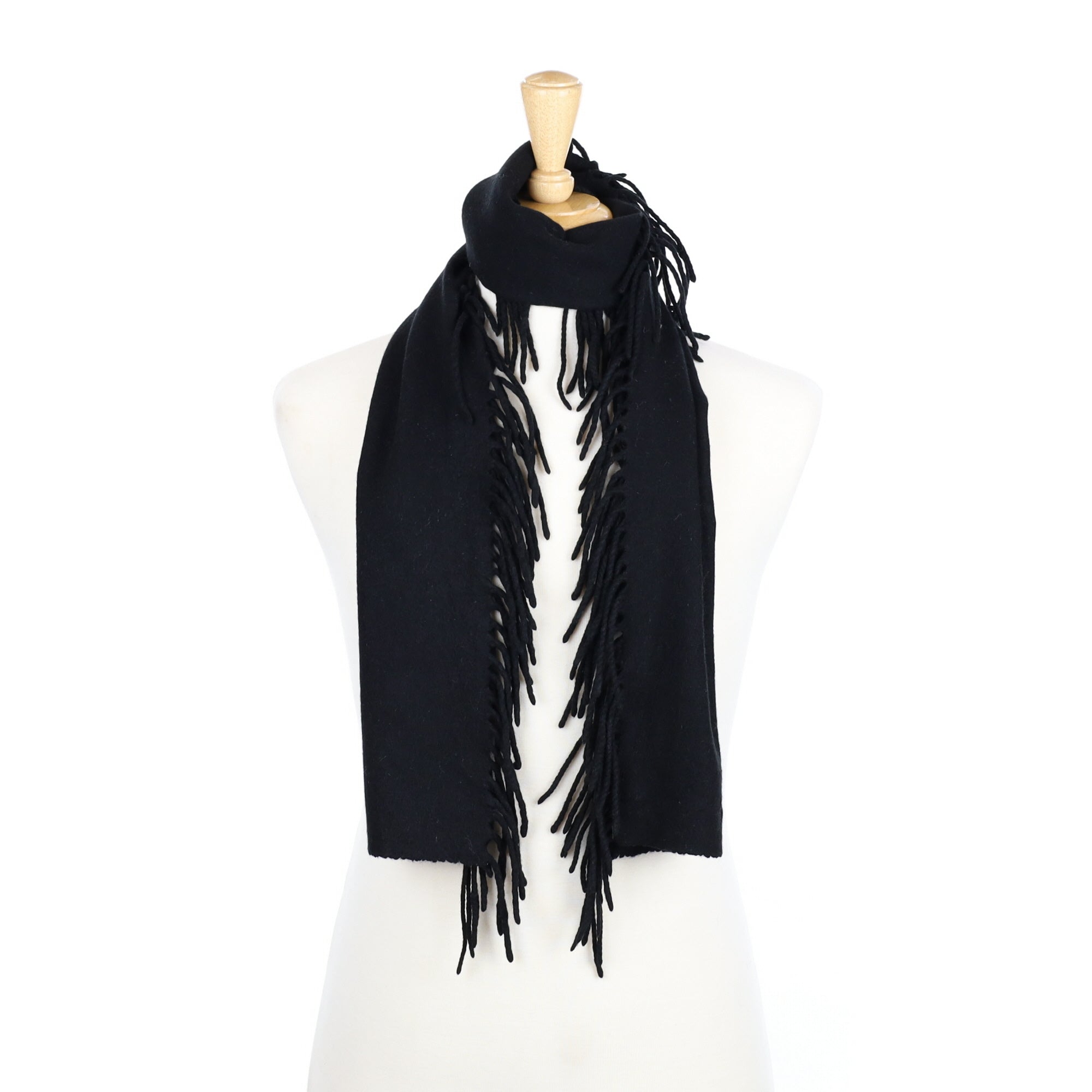 Black Cashmere Tassel Edged Woven Scarf