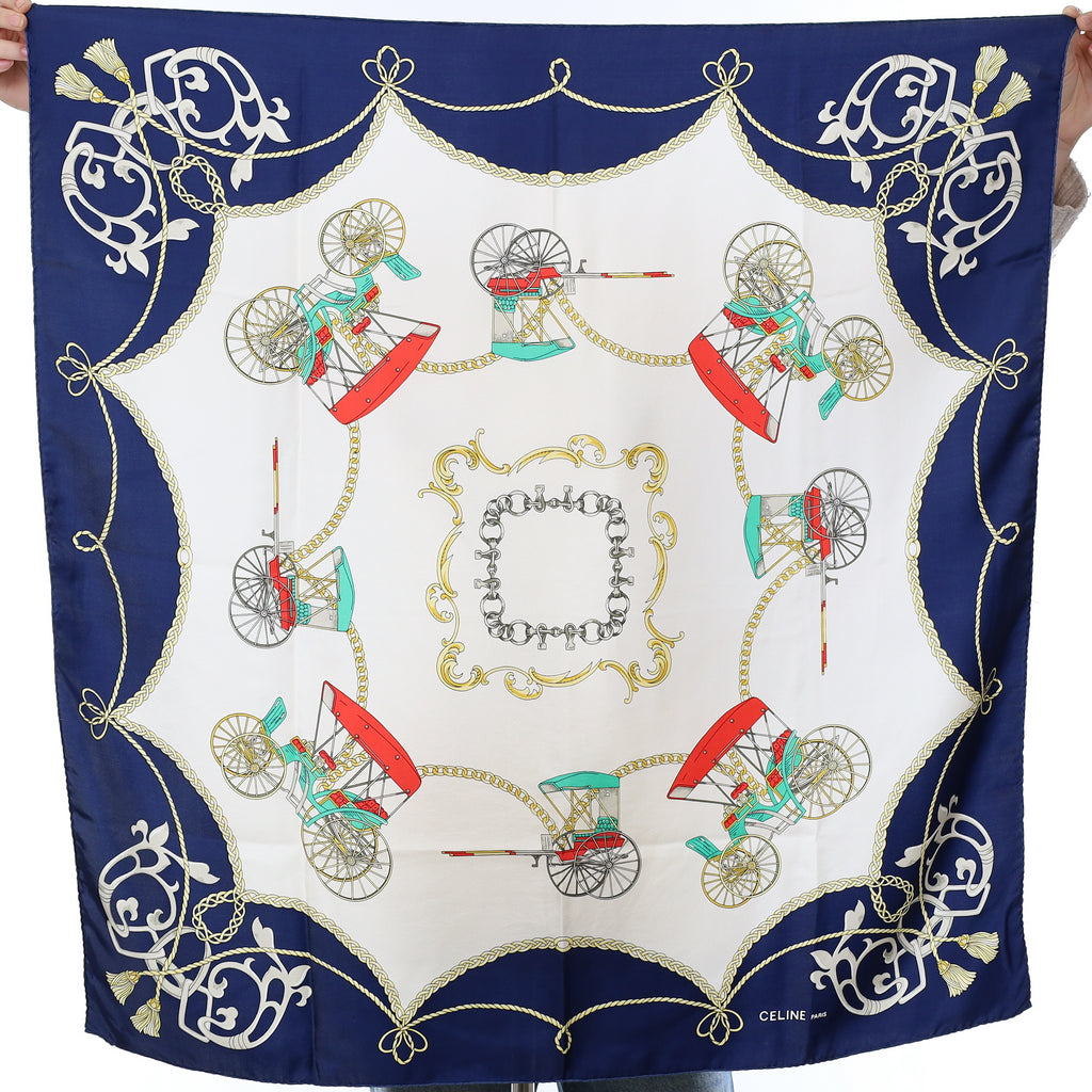 Celine Horse Cart Vintage Silk Scarf