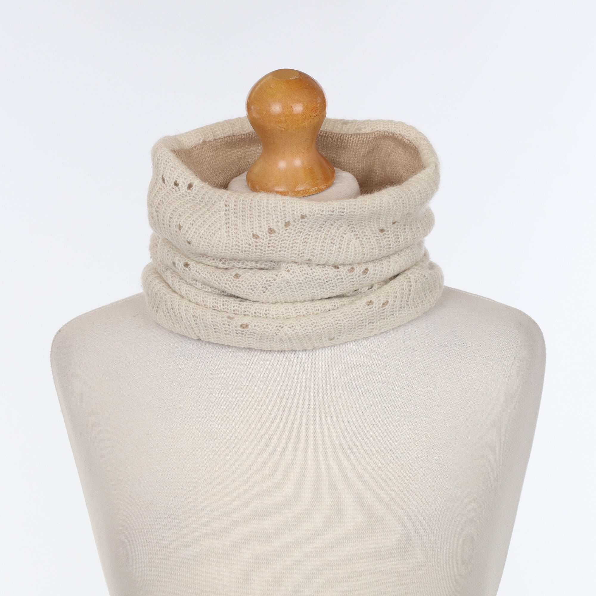 Ivory Lace Knit and Fawn Luxury Double Layered Snood