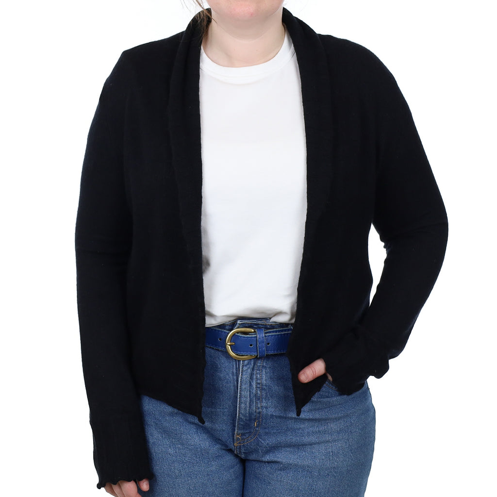 Black Cashmere Edge to Edge Cardigan Large