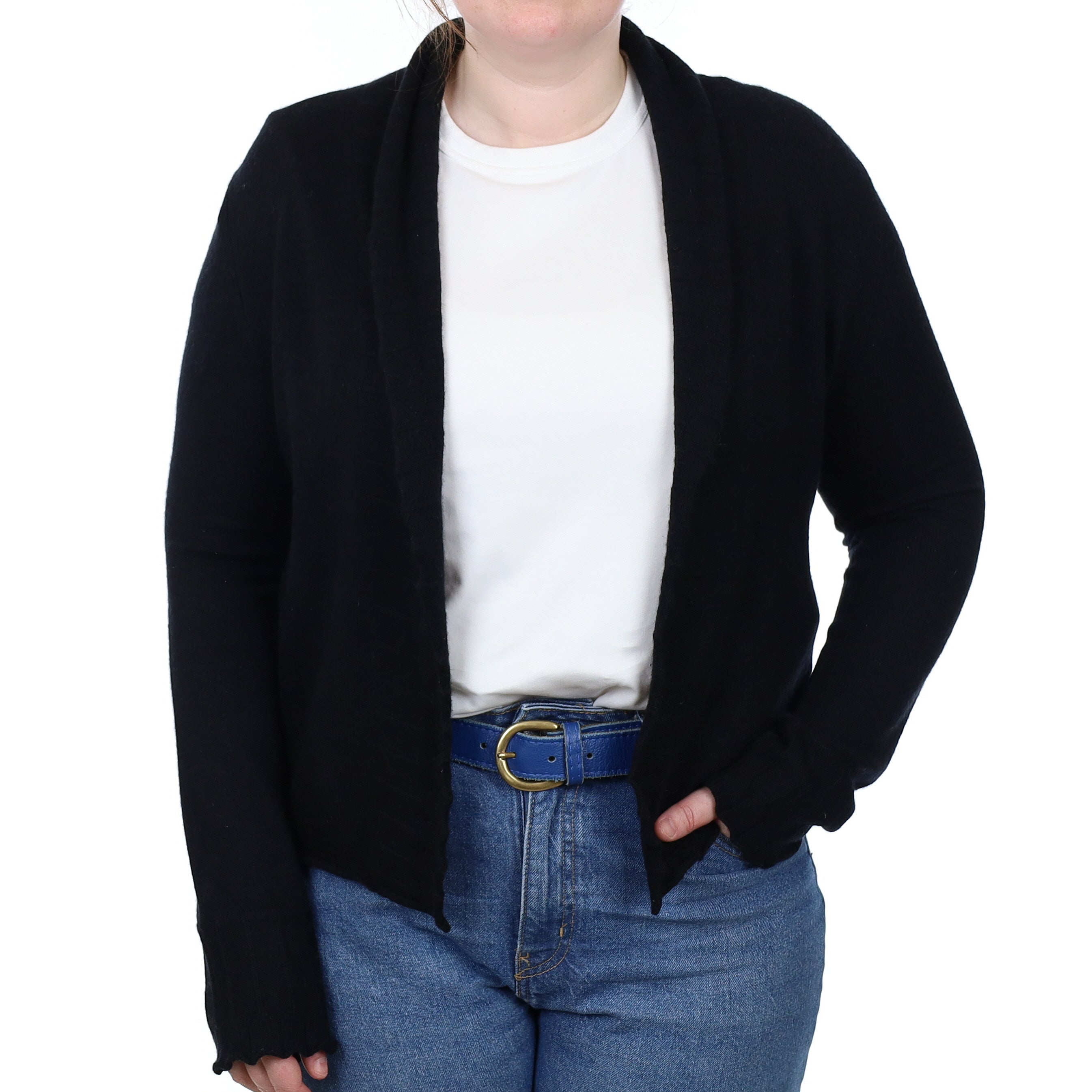 Black Cashmere Edge to Edge Cardigan Large