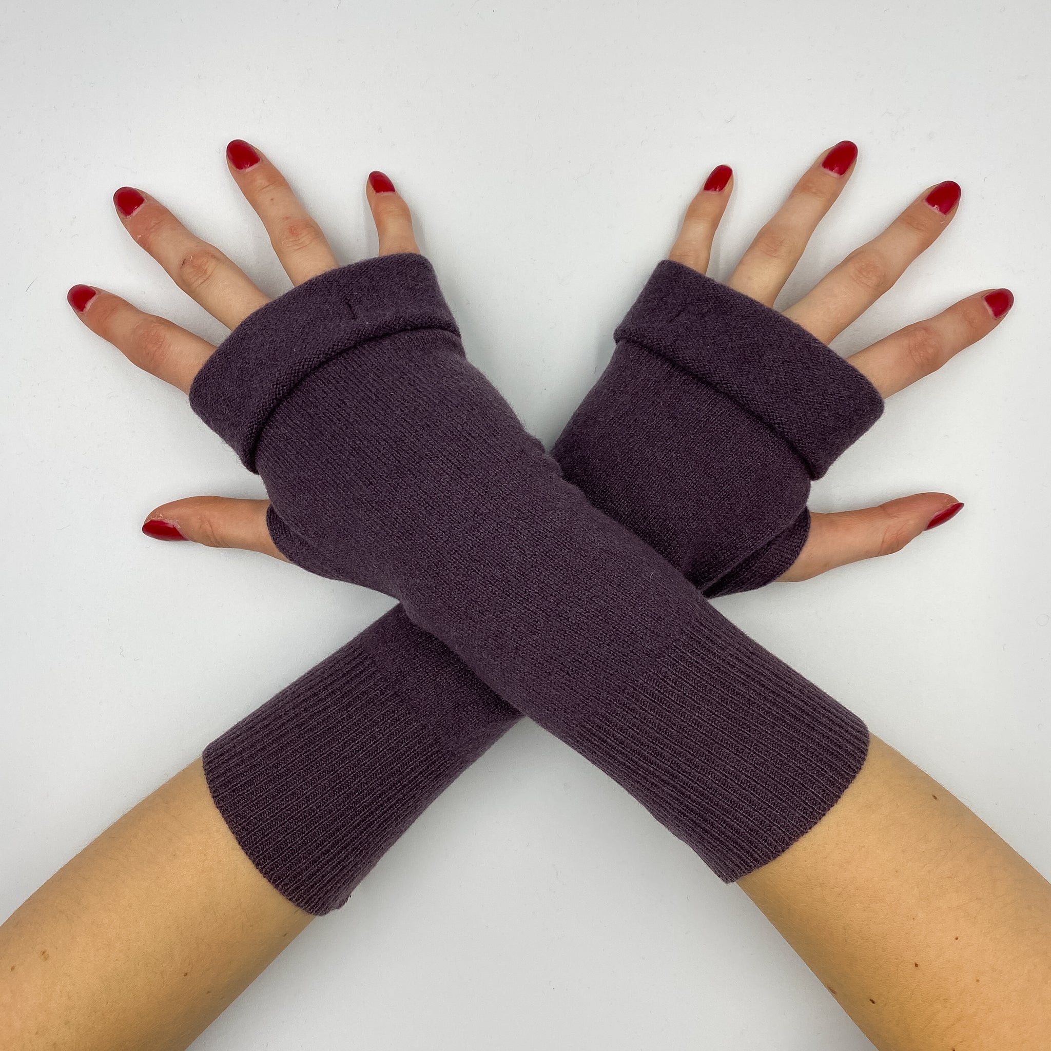 Muted Aubergine Fingerless Gloves