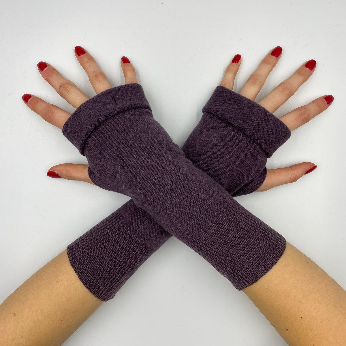 Muted Aubergine Fingerless Gloves