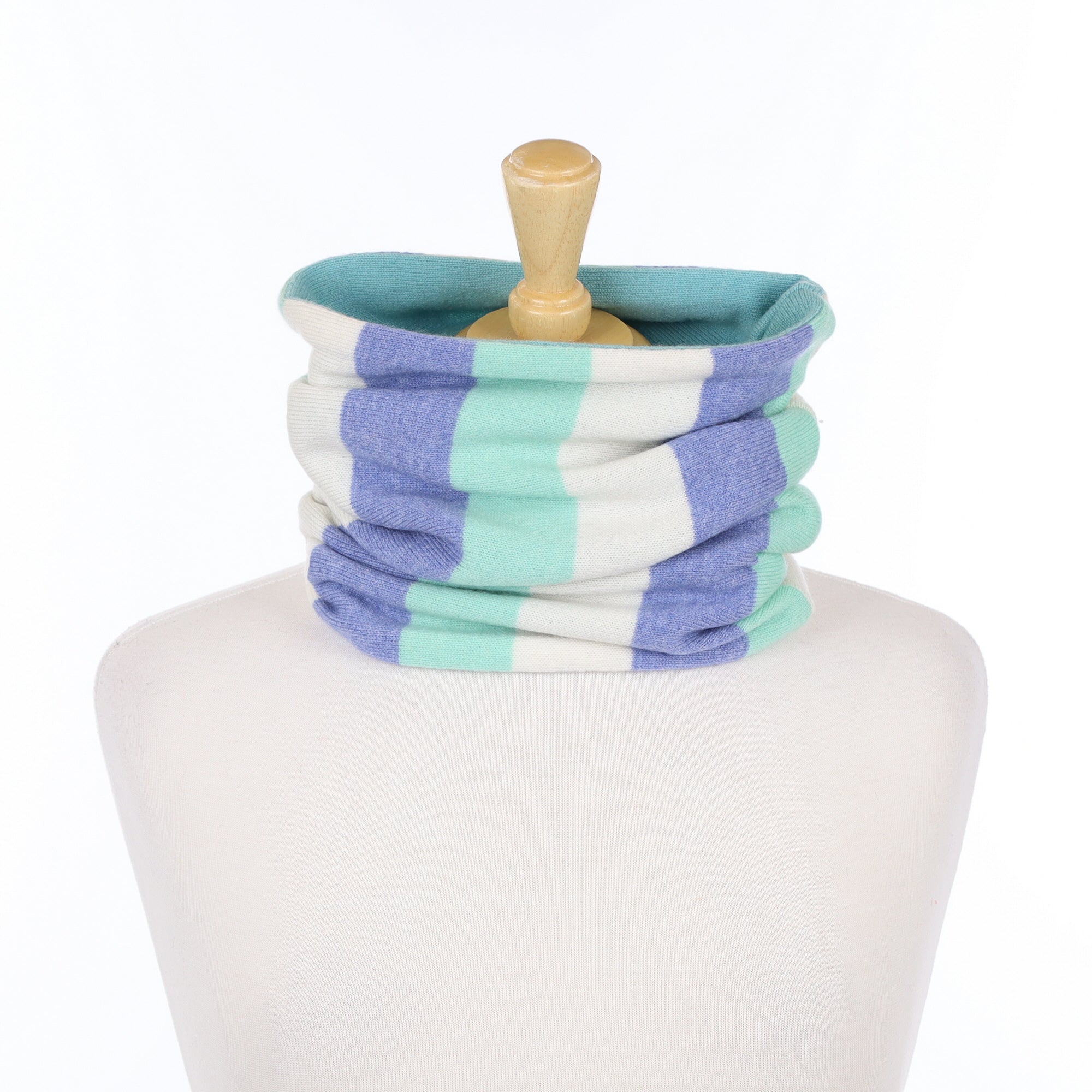 Aqua Blue Stripe Luxury Double Layered Snood