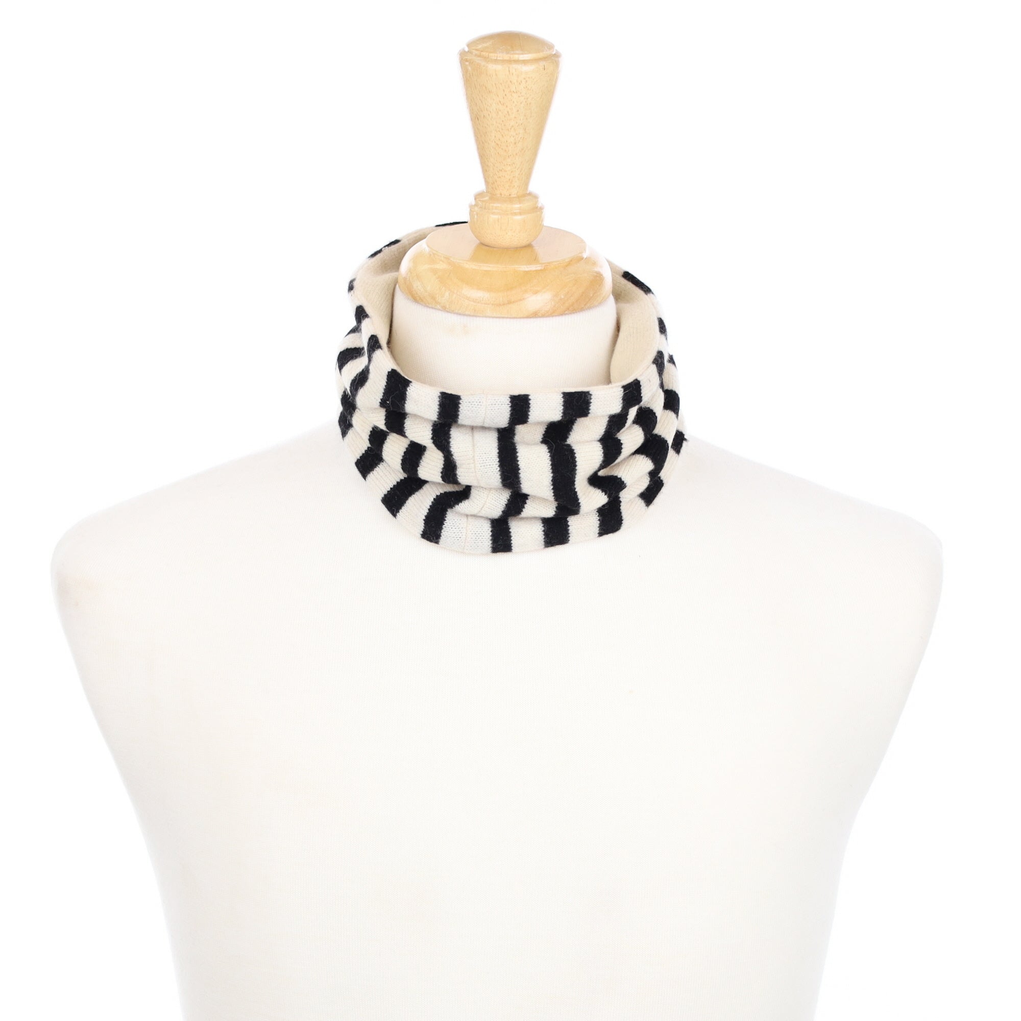 Cream and Black Stripe Neck Warmer