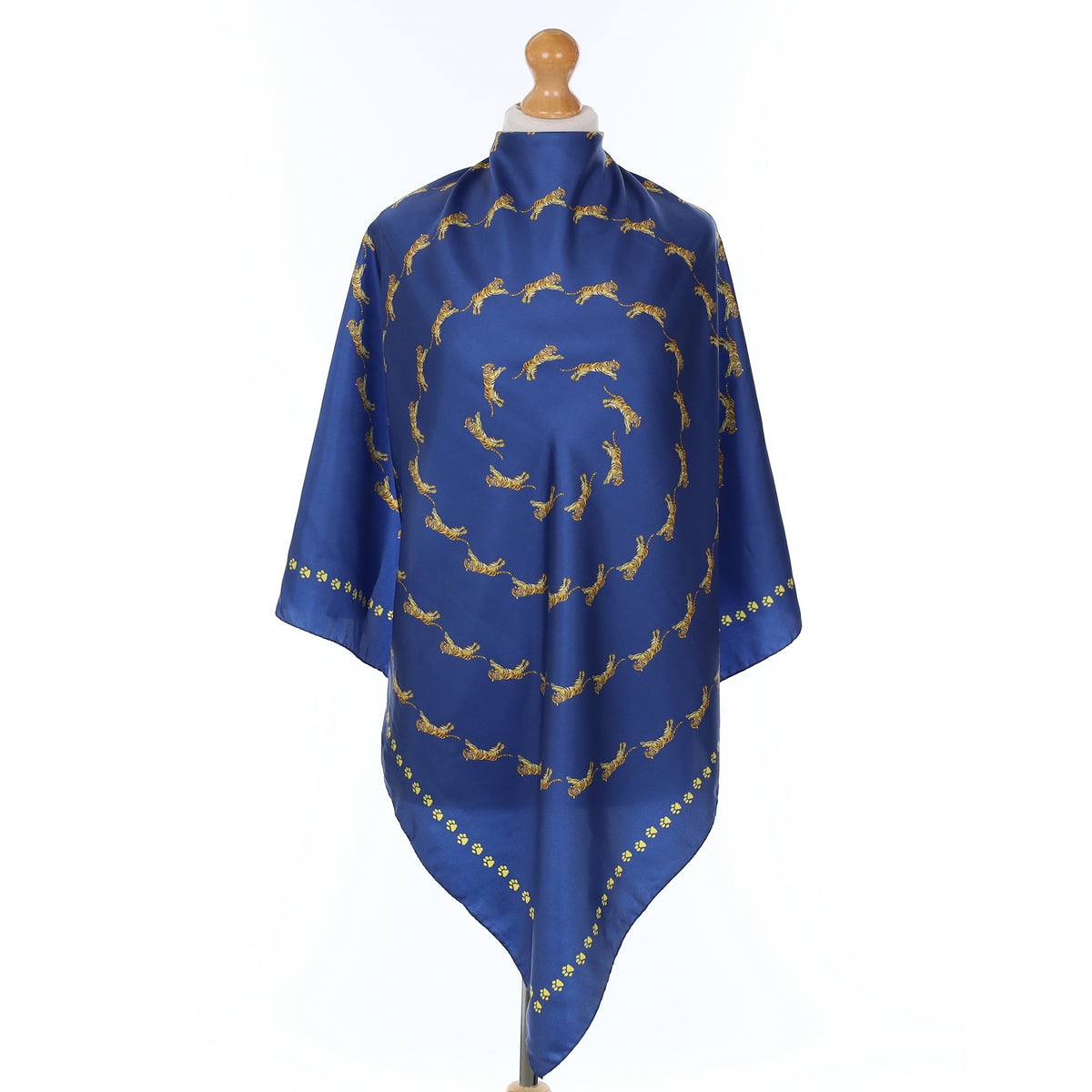 Ink Blue Tiger Silk Scarf