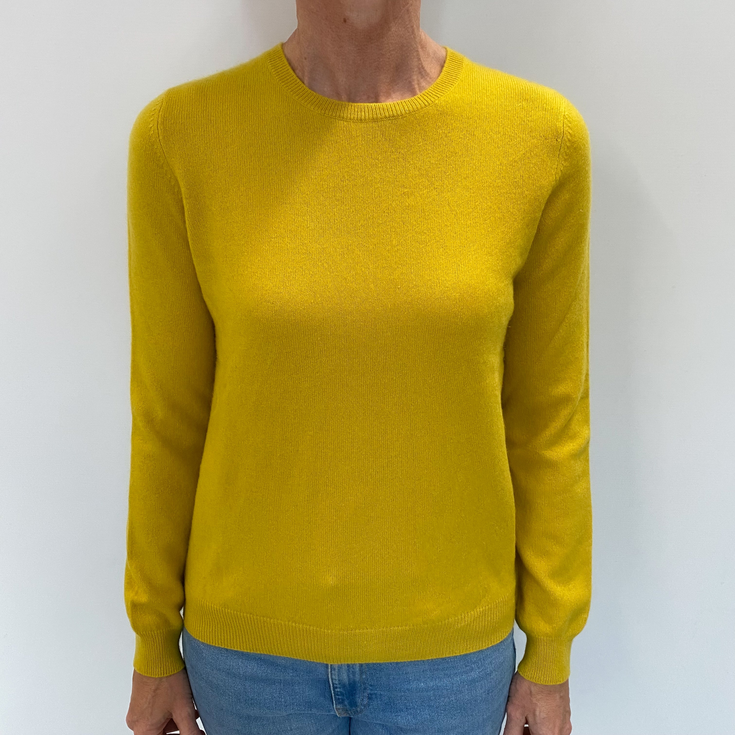 Lichen Yellow Cashmere Crew Neck Jumper Small