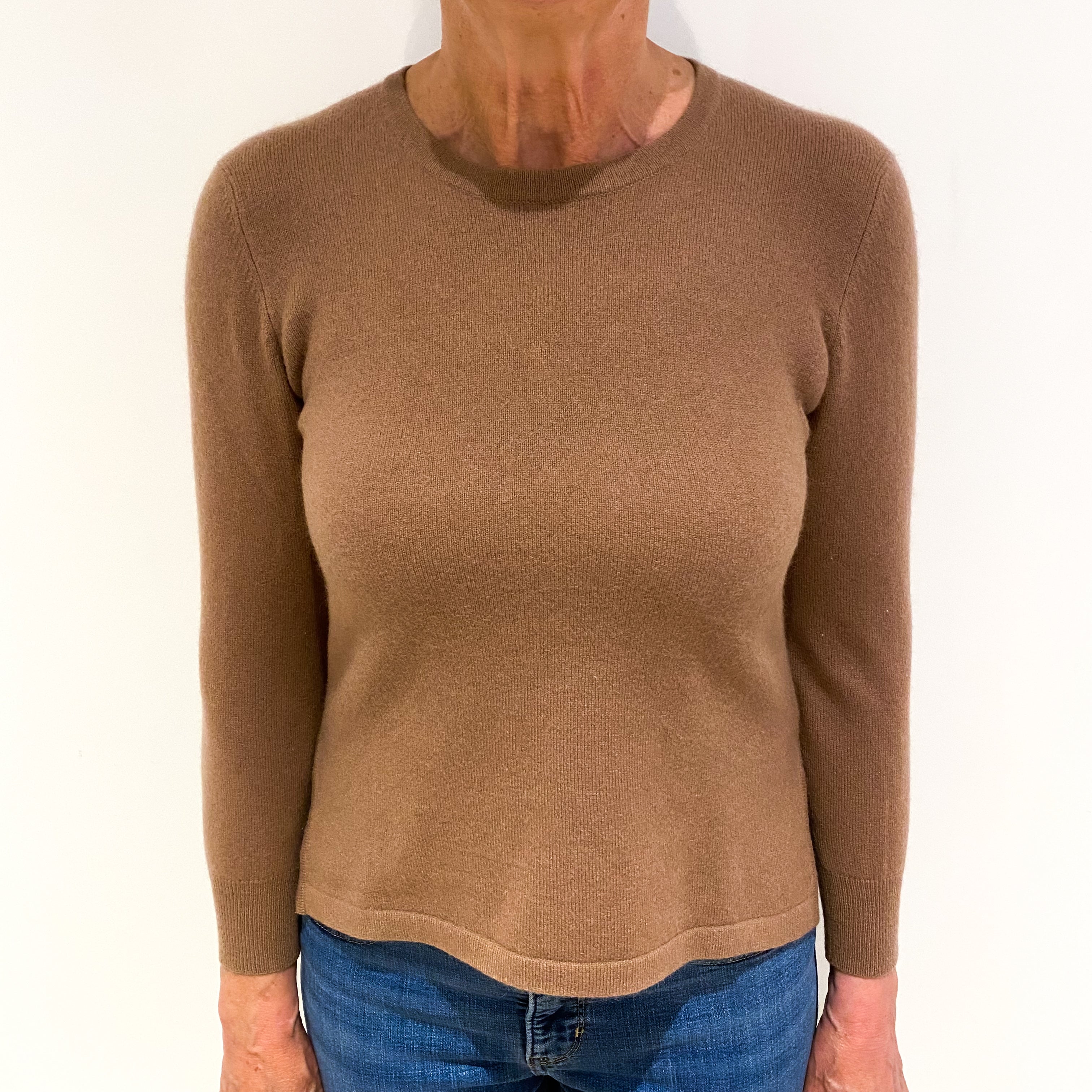 Butterscotch Brown Cashmere Crew Neck Jumper Medium