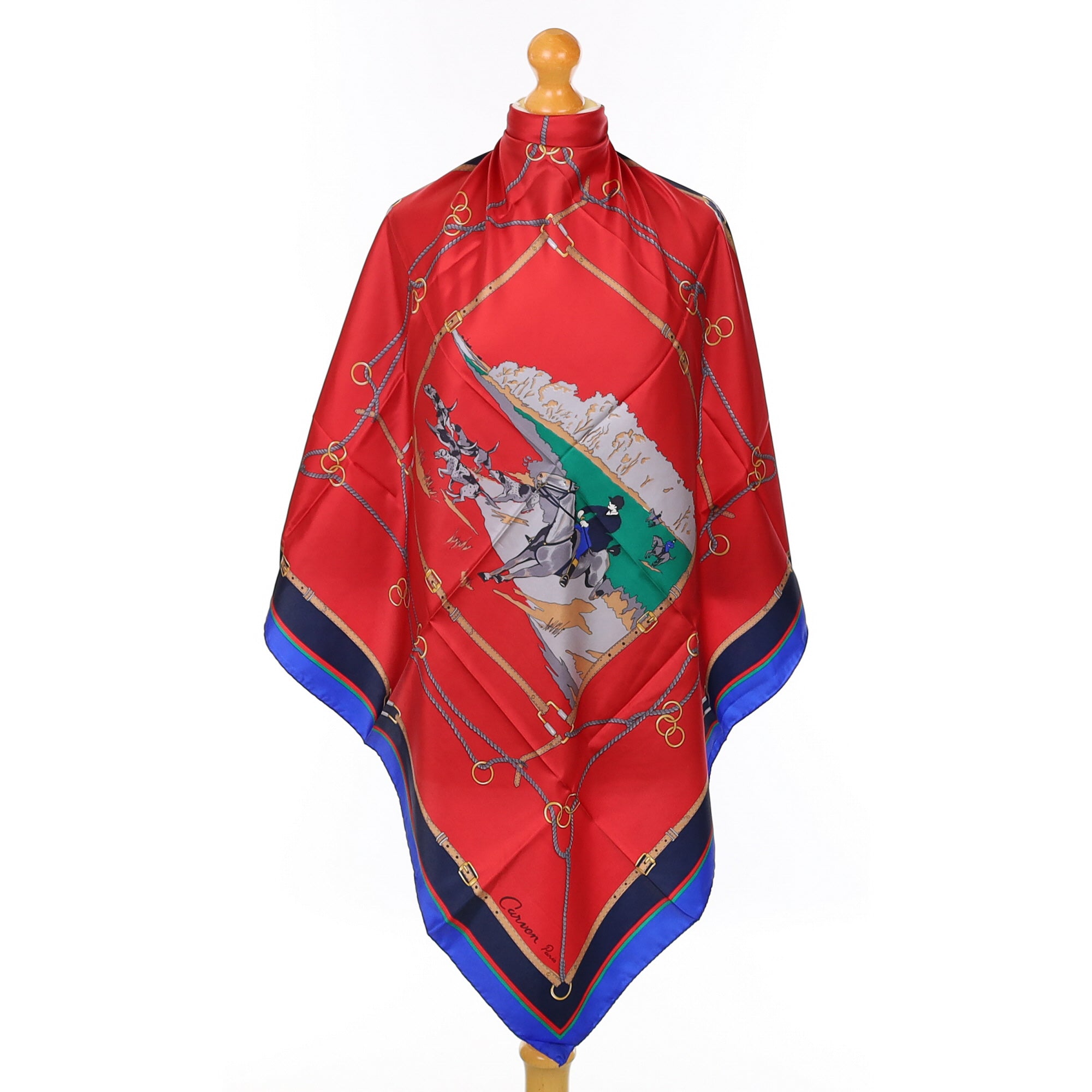 Brand New Carven Equestrian Scene Silk Scarf
