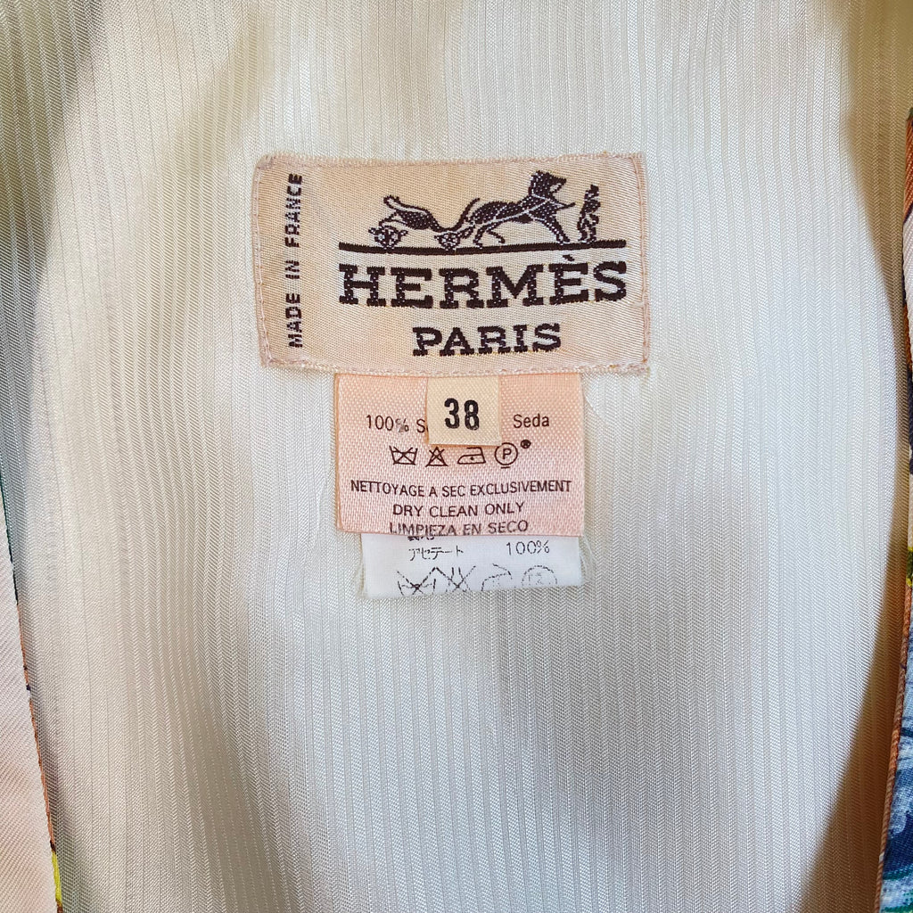 Hermès V Neck Les Bolides Vintage Silk Waistcoat