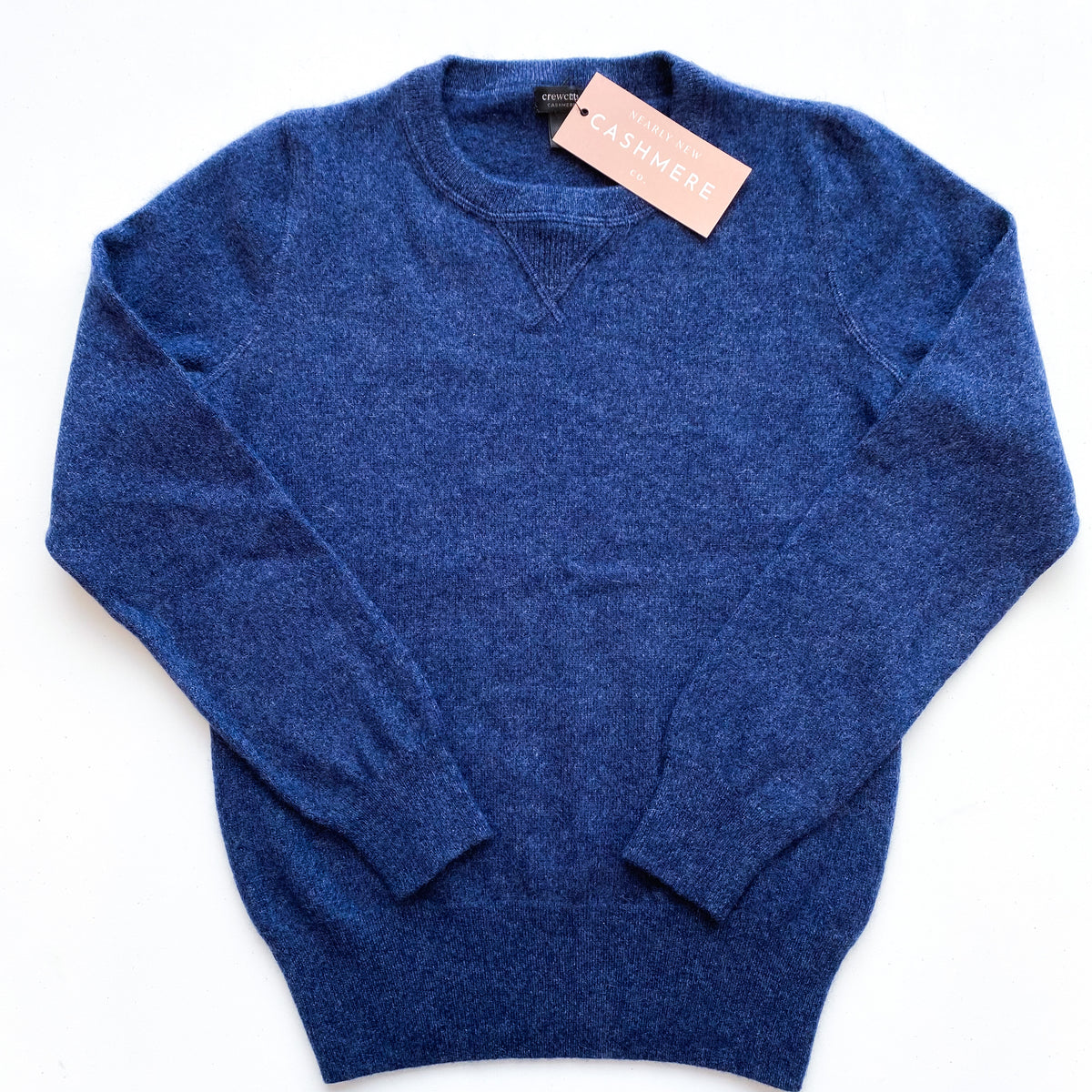 Children’s Dark Denim Blue Sweatshirt Style Cashmere Crew Neck Jumper Age 10