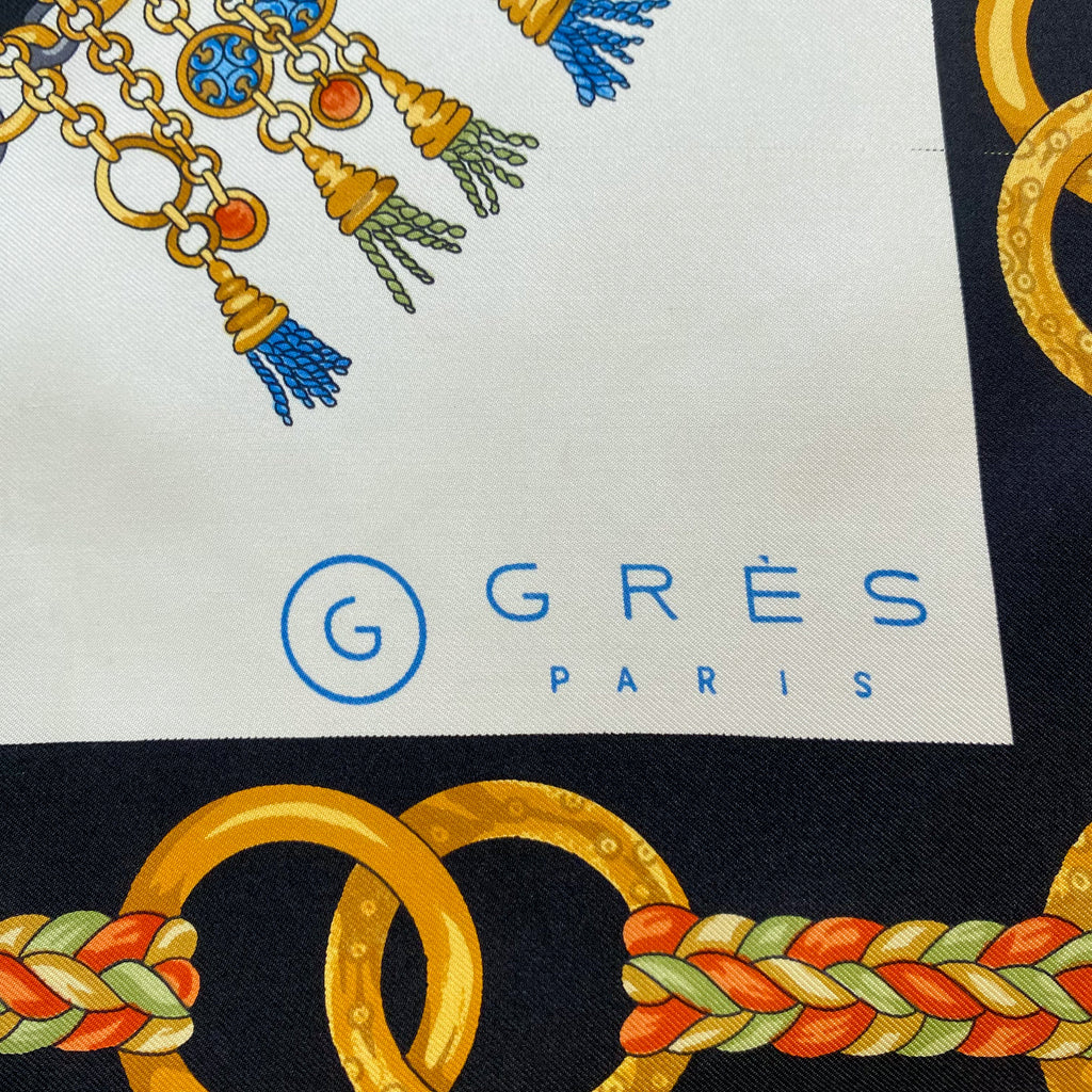 Grès Chains and Tassels Vintage Silk Scarf