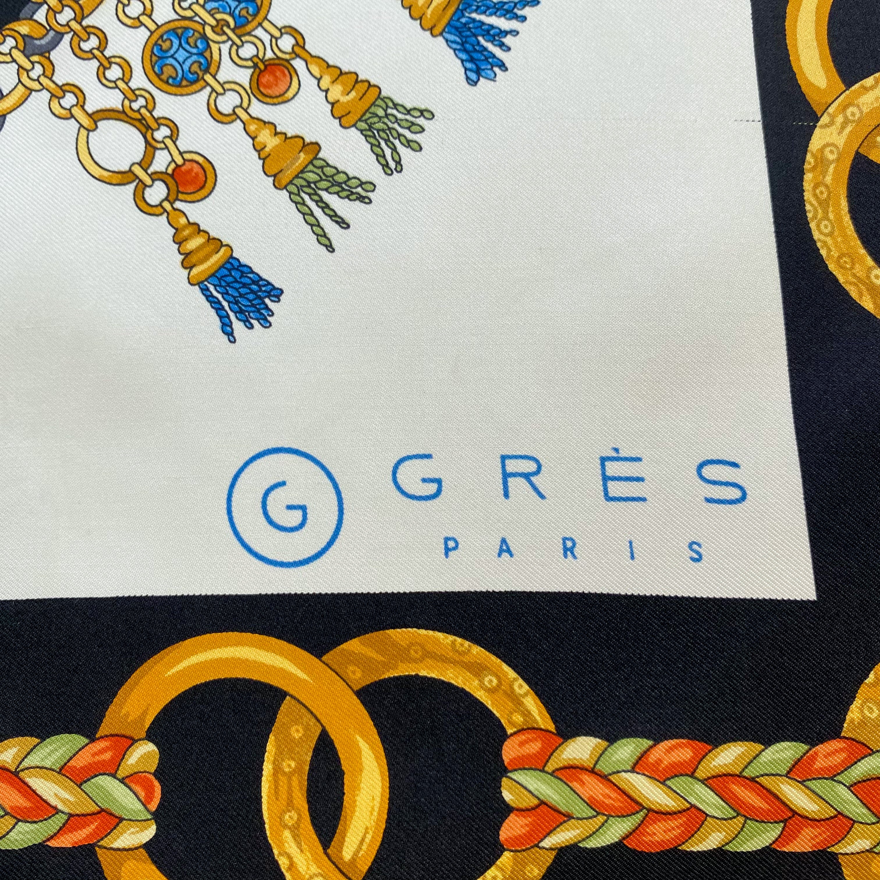 Grès Chains and Tassels Vintage Silk Scarf