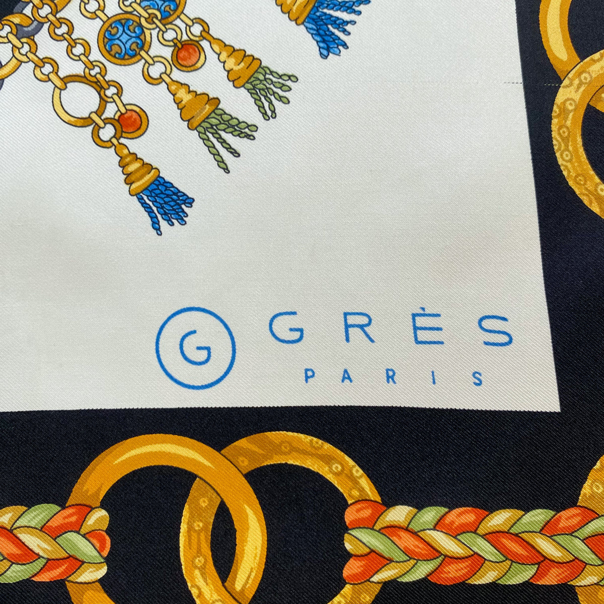 Grès Chains and Tassels Vintage Silk Scarf