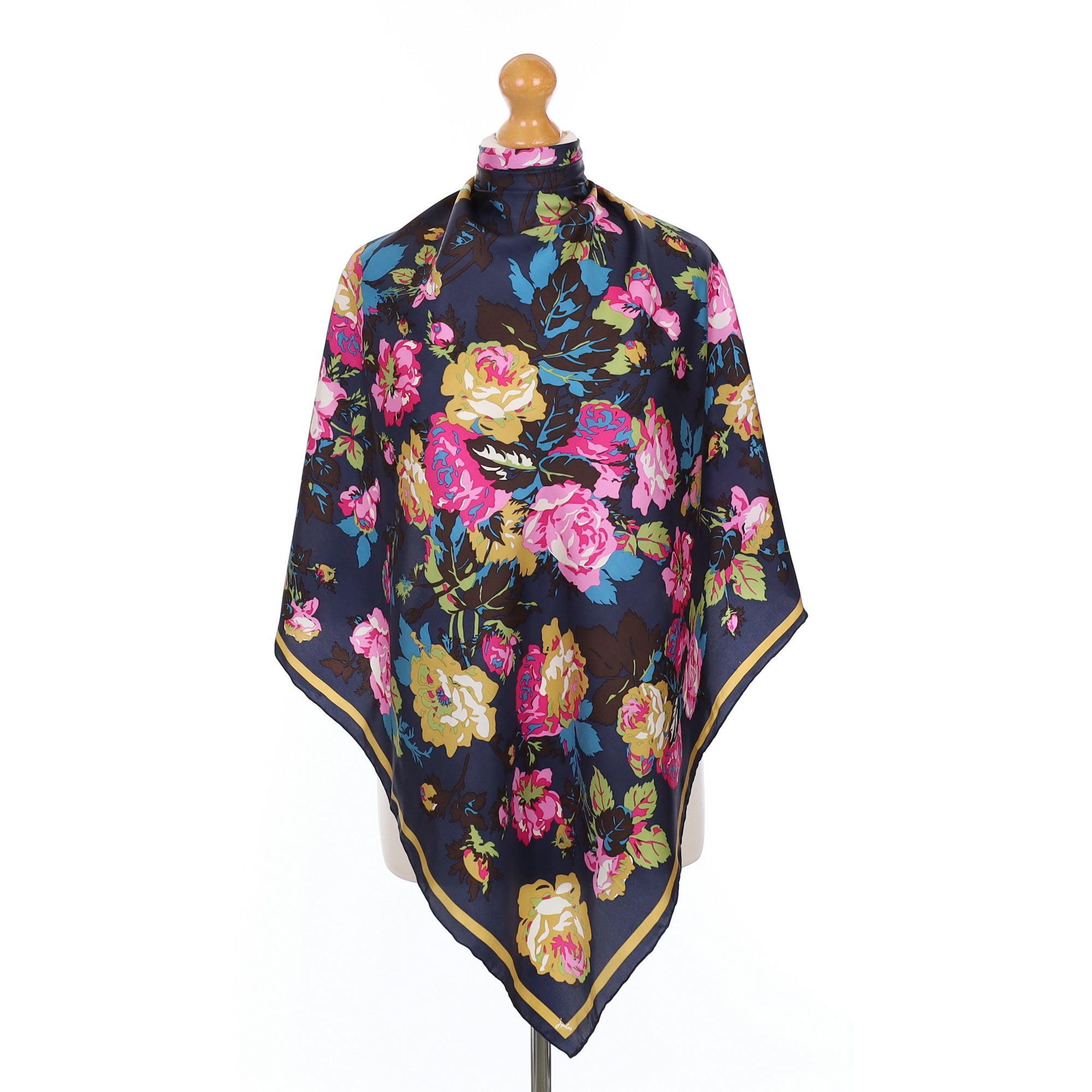 Joules Navy Floral Silk Scarf