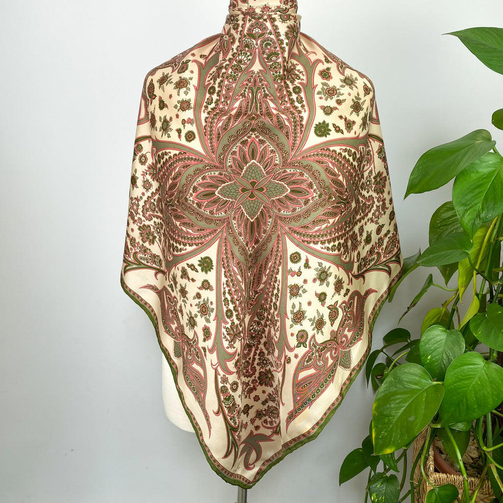 1970s Richard Allan Paisley Vintage Silk Scarf