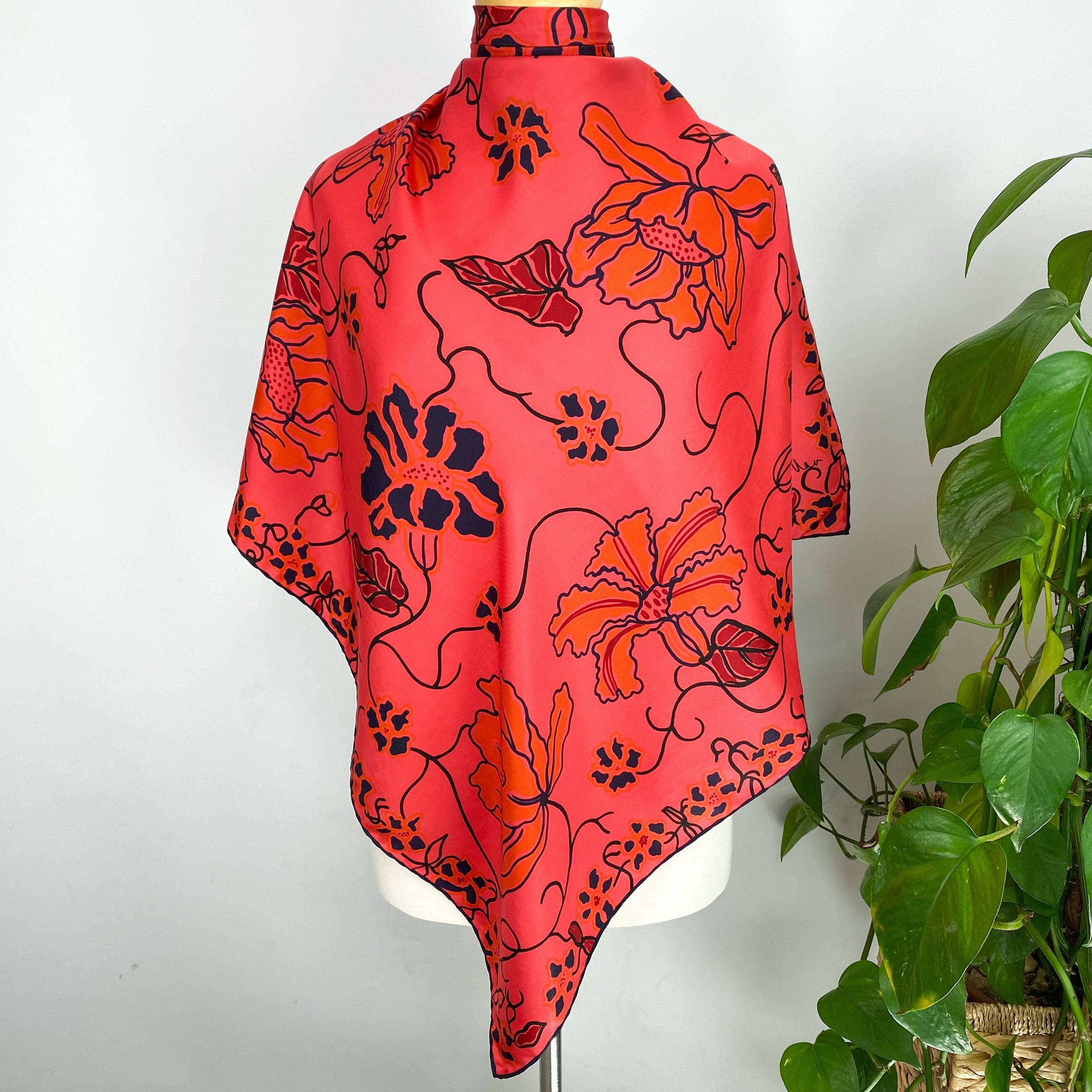 1970s Richard Allan Floral Vintage Silk Scarf
