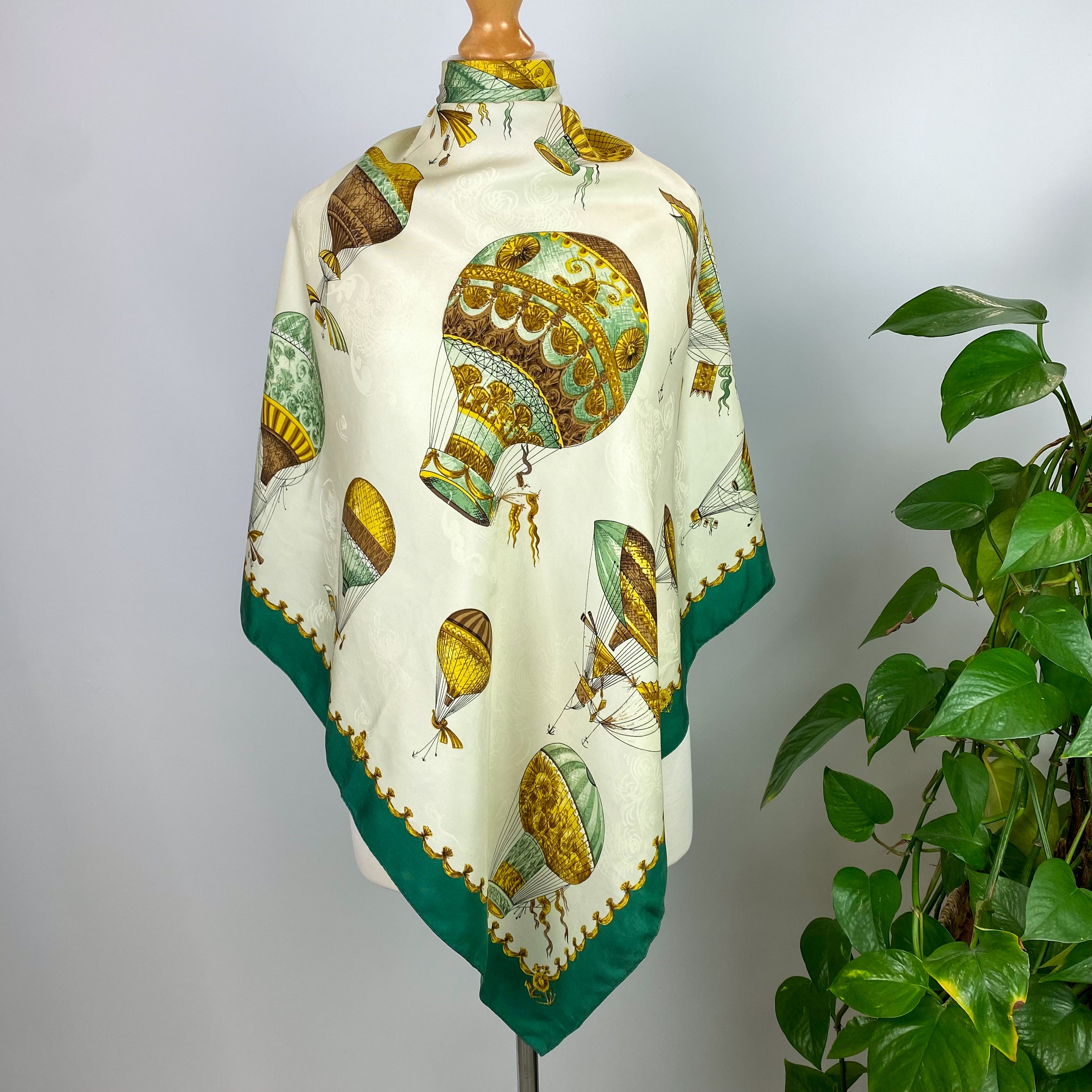 Hot Air Balloon Vintage Silk Scarf