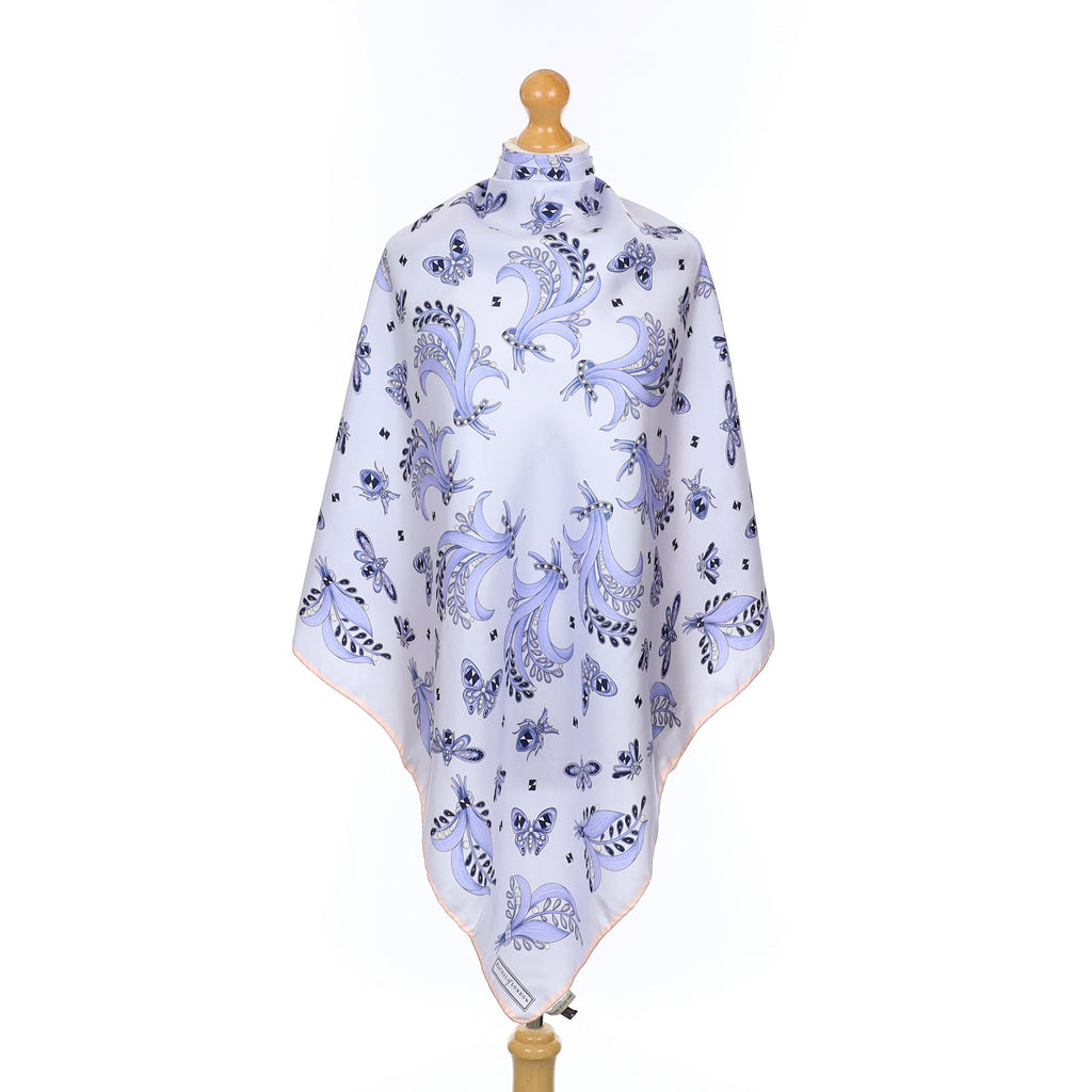 Brand New Aspinal Blue Butterfly Silk Scarf