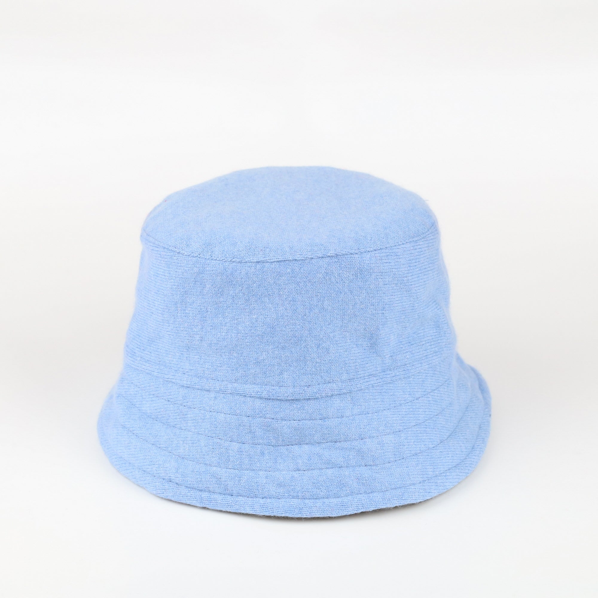 Opal Blue and Navy Cashmere Reversible Bucket Hat Small