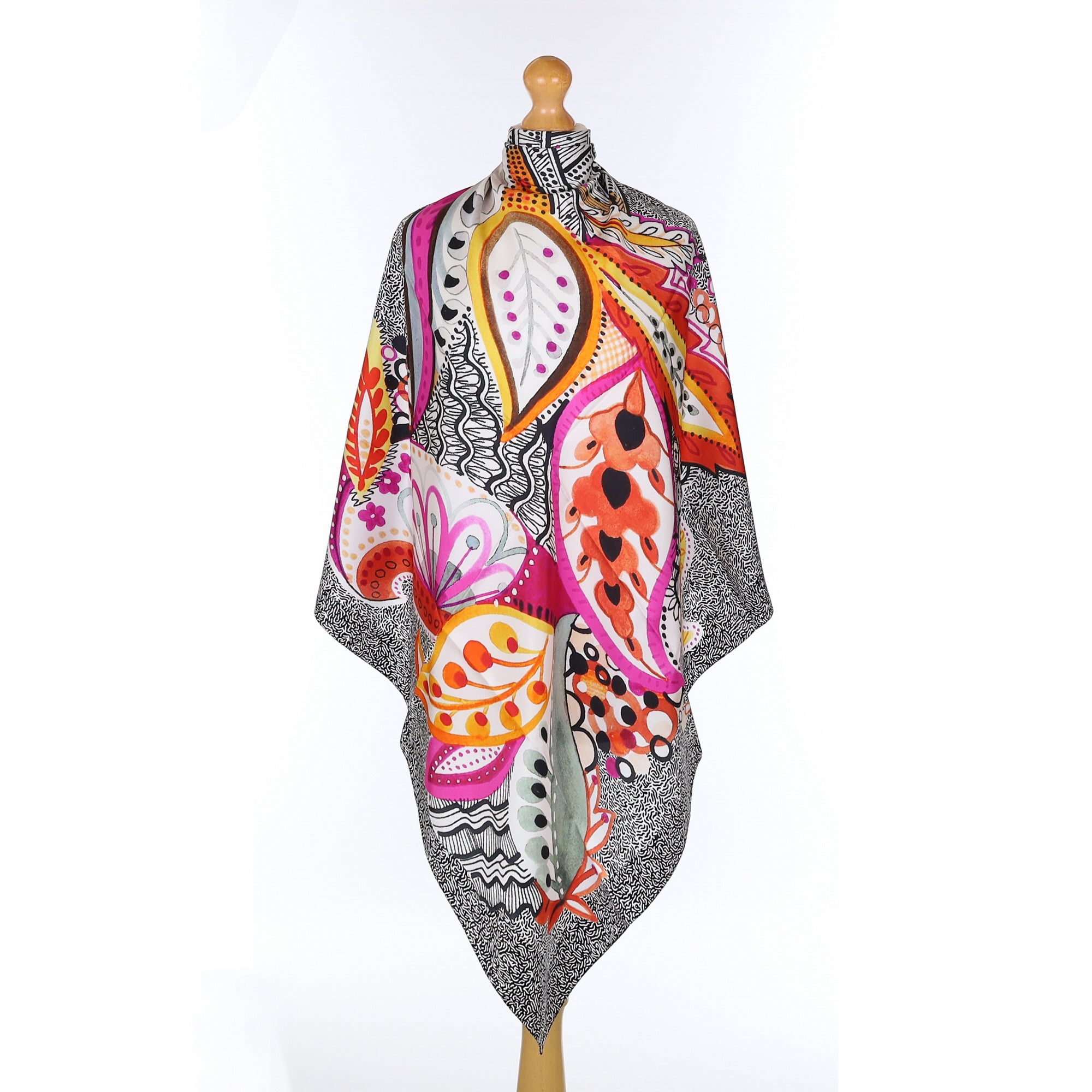 Brand New Italian Abstract Botanical Silk Scarf